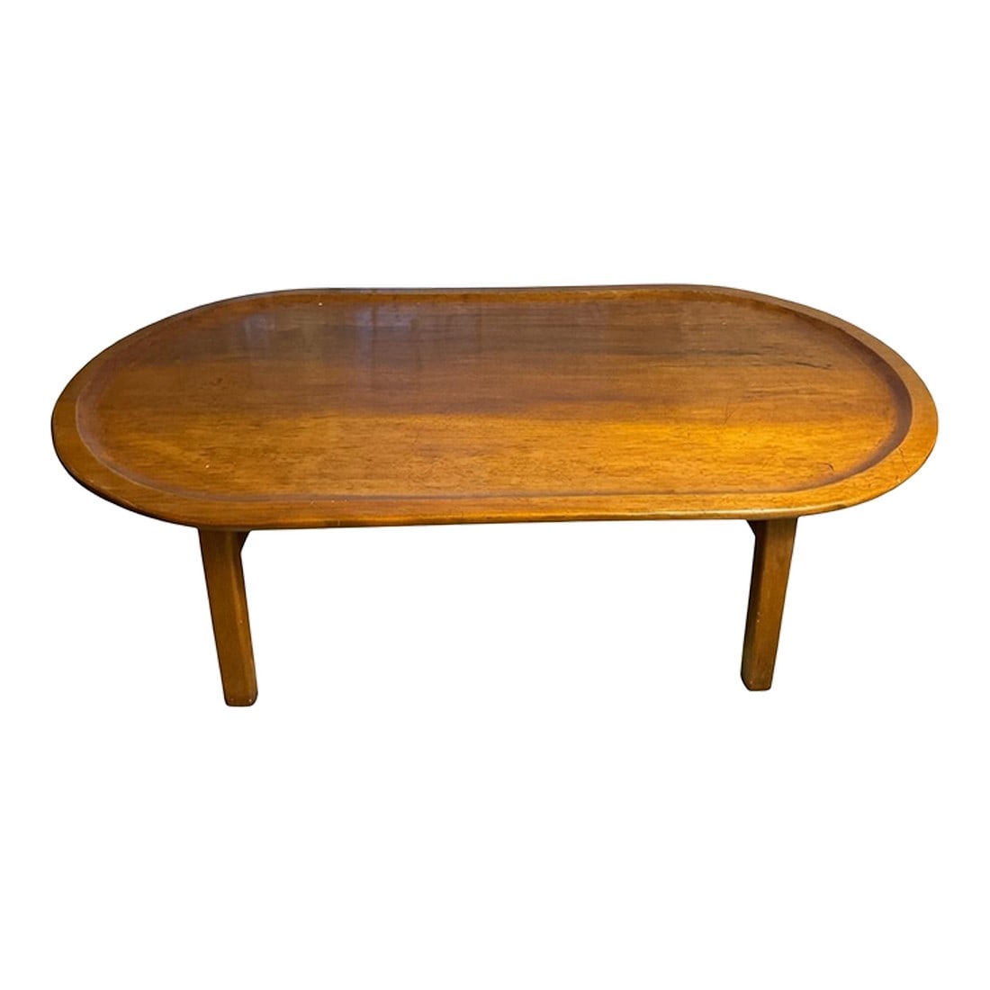 Vintage Mid-Century Modern Teak "Surfboard" Style Oblong Coffee Table With Raised Edge, Scandinavian (1 of 9)