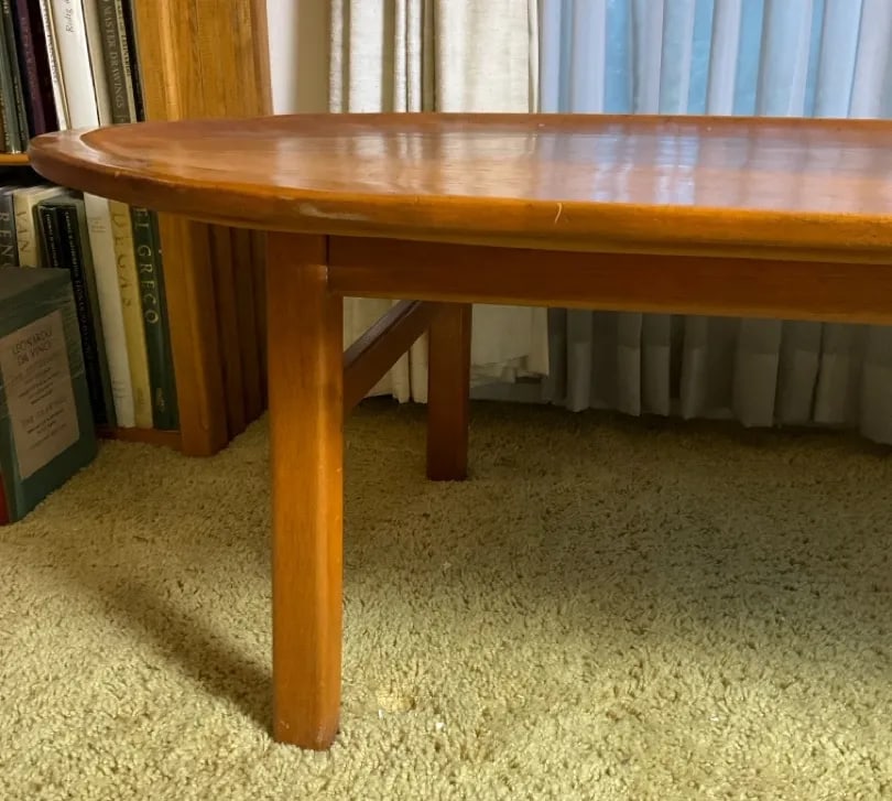 Vintage Mid-Century Modern Teak "Surfboard" Style Oblong Coffee Table With Raised Edge, Scandinavian - 3