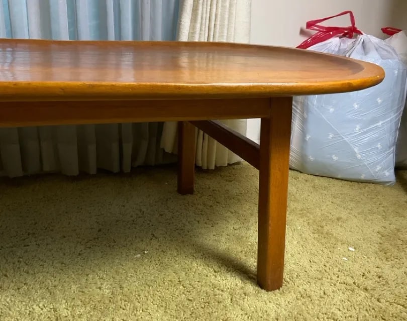 Vintage Mid-Century Modern Teak "Surfboard" Style Oblong Coffee Table With Raised Edge, Scandinavian - 5