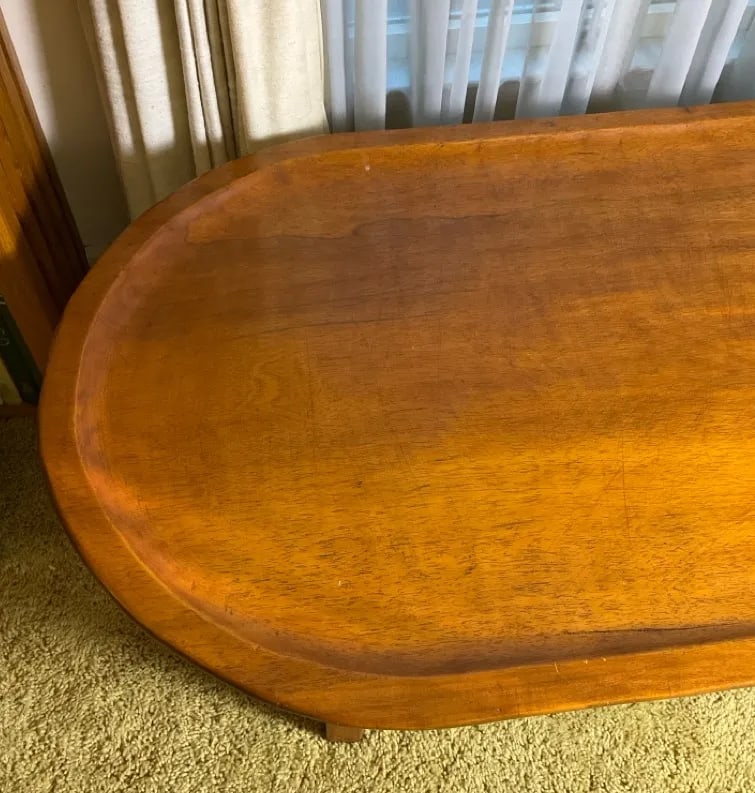 Vintage Mid-Century Modern Teak "Surfboard" Style Oblong Coffee Table With Raised Edge, Scandinavian - 6