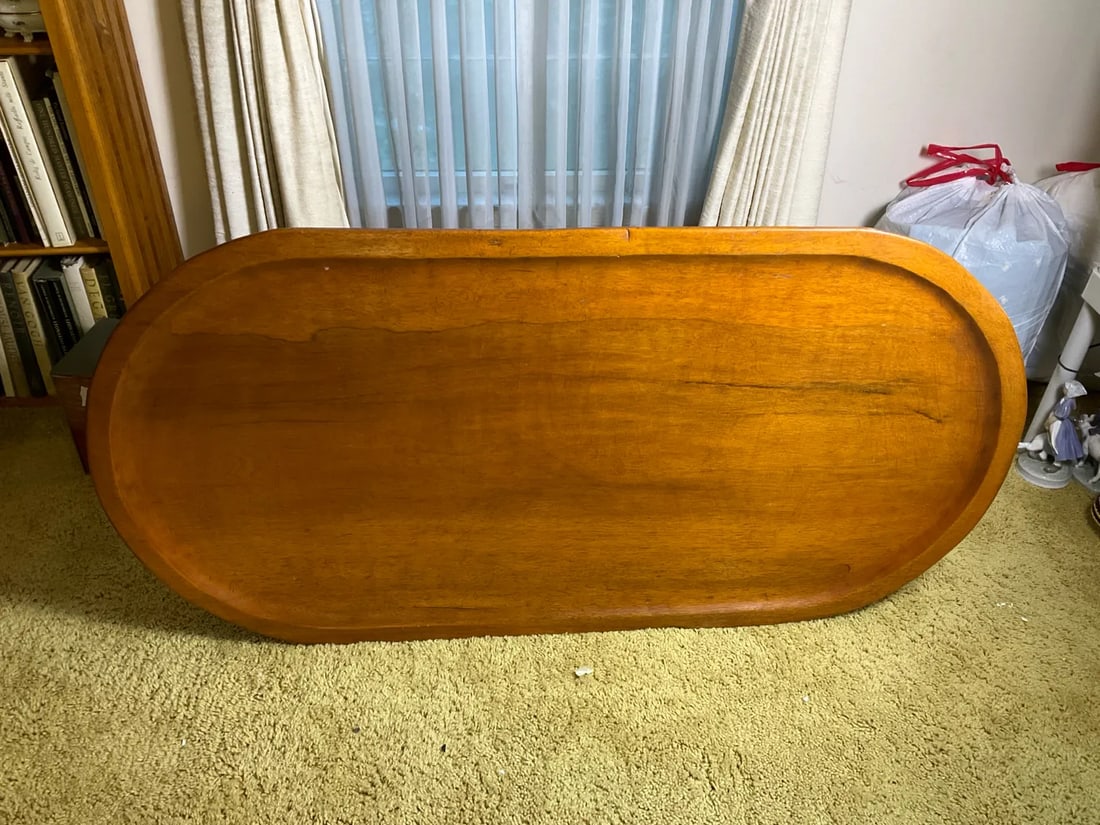 Vintage Mid-Century Modern Teak "Surfboard" Style Oblong Coffee Table With Raised Edge, Scandinavian - 9