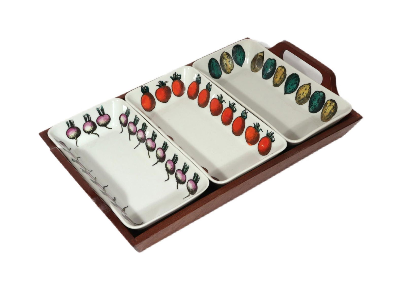 Piero Fornasetti Ceramic Appetizer Set and Tray - 2