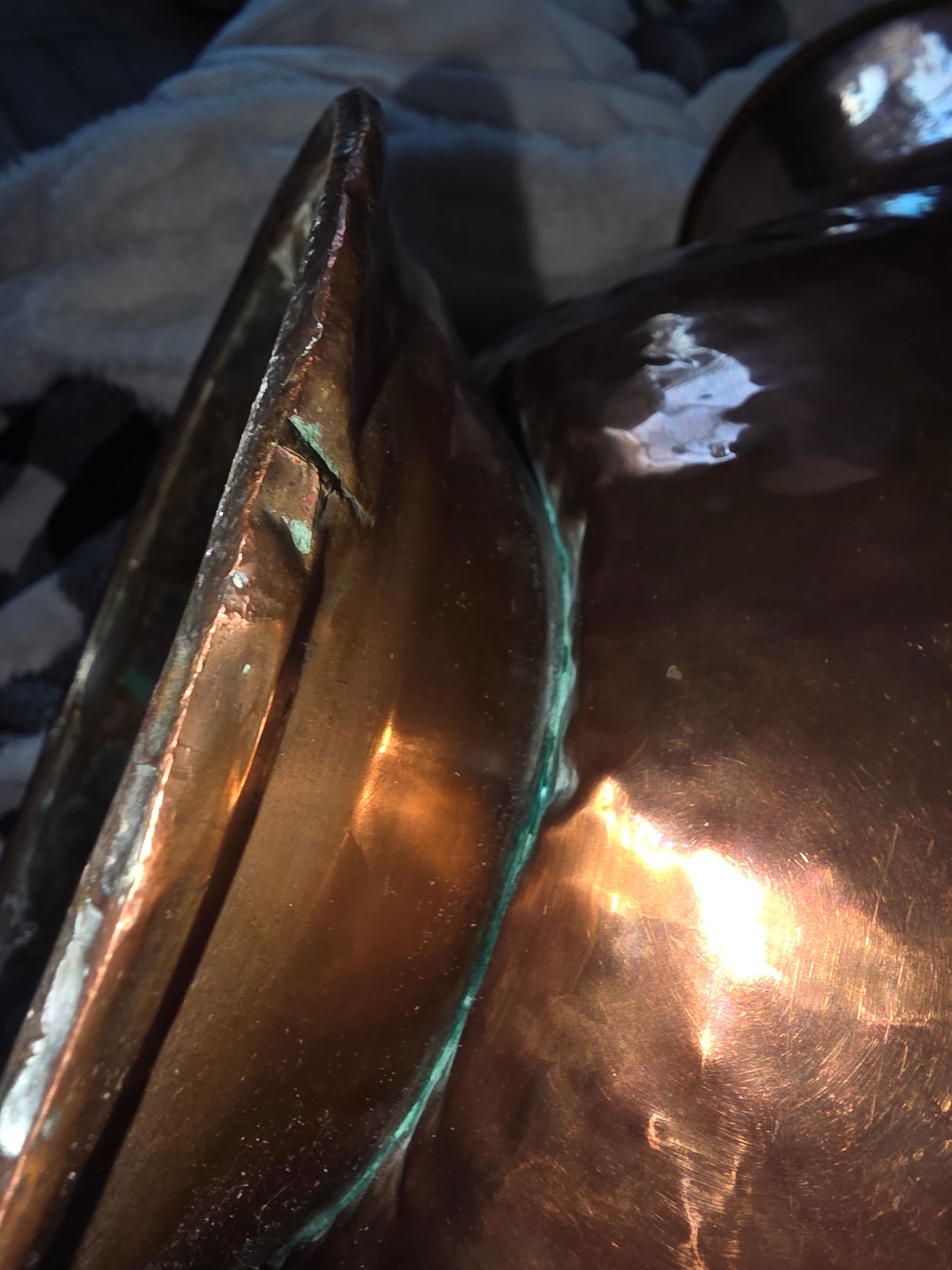 Antique Copper Helmet Form Scuttle - 2