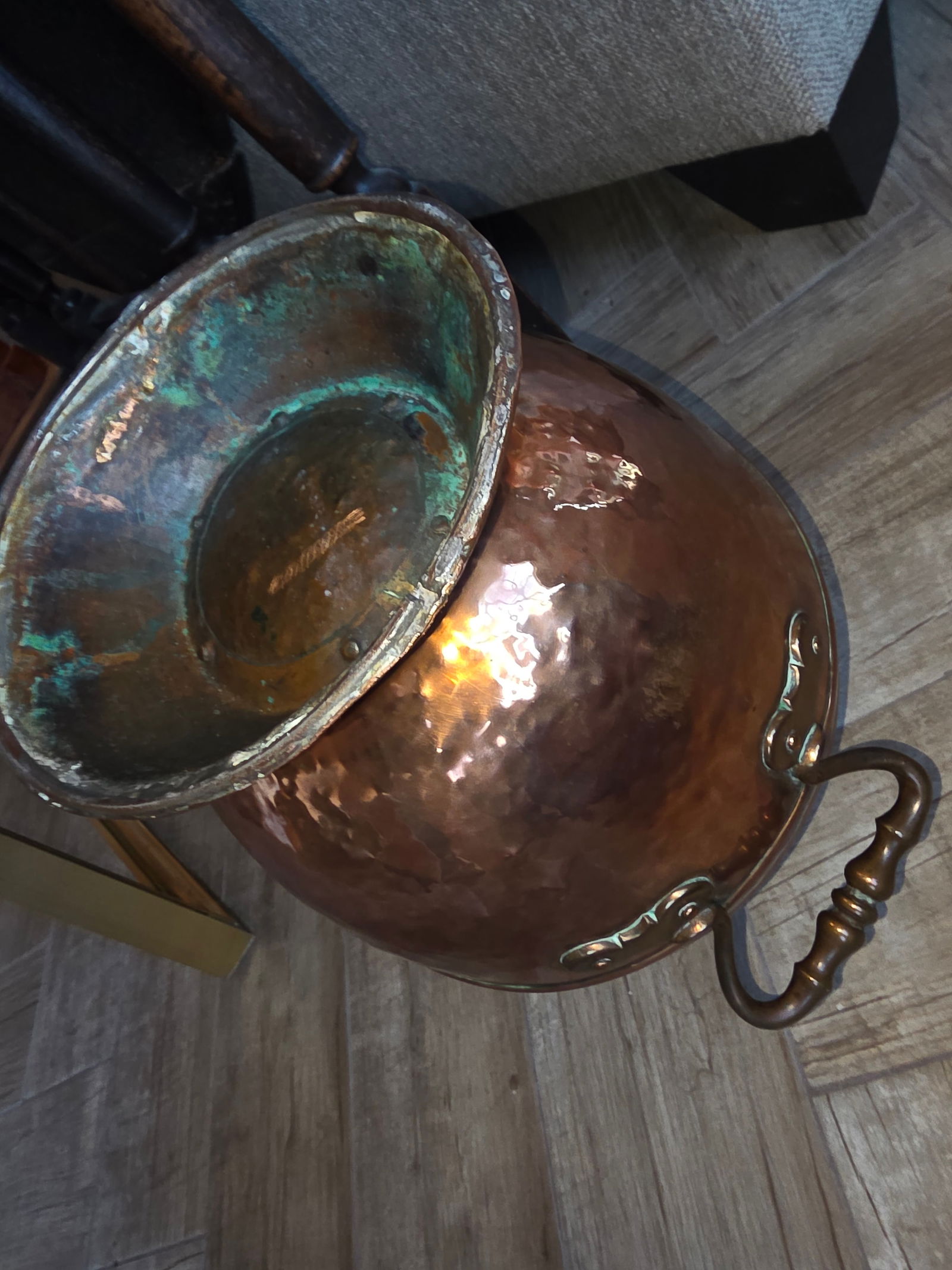 Antique Copper Helmet Form Scuttle - 3