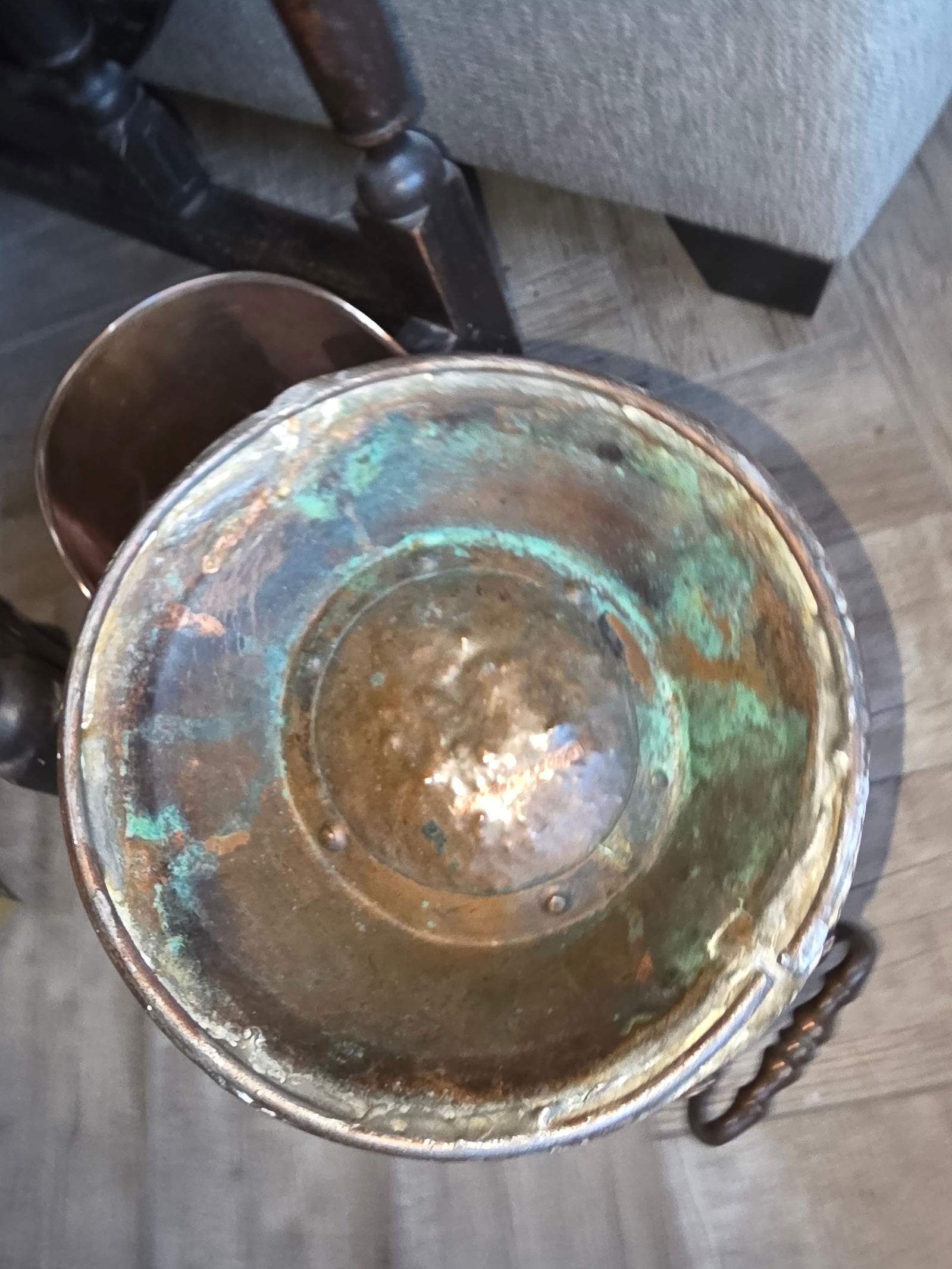 Antique Copper Helmet Form Scuttle - 5