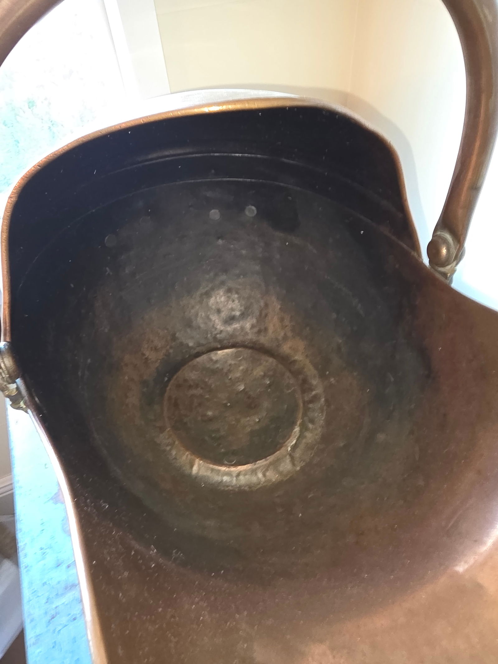 Antique Copper Helmet Form Scuttle - 8