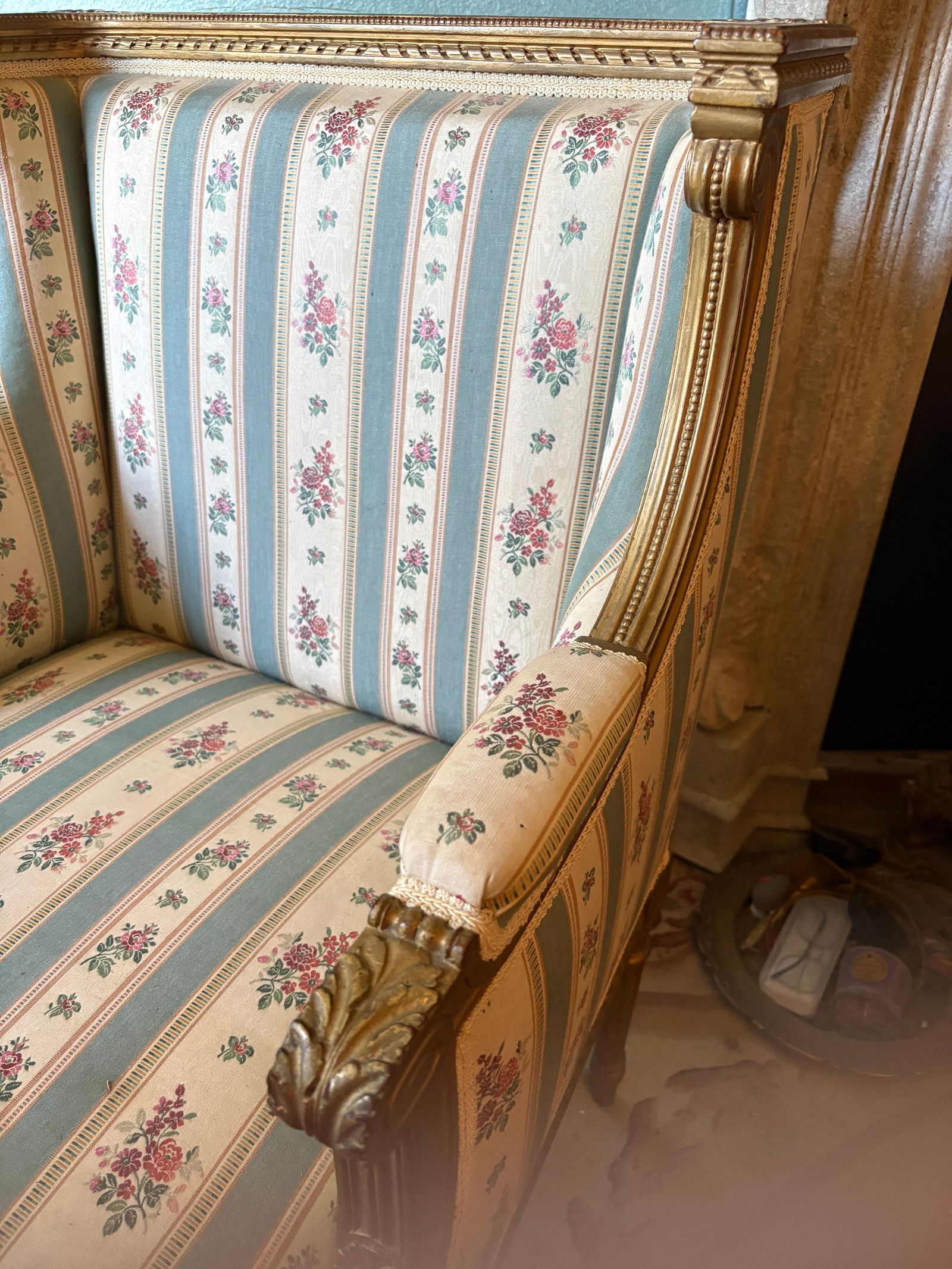 Louis XVI 19th C Gilded Bergere Chair - 4