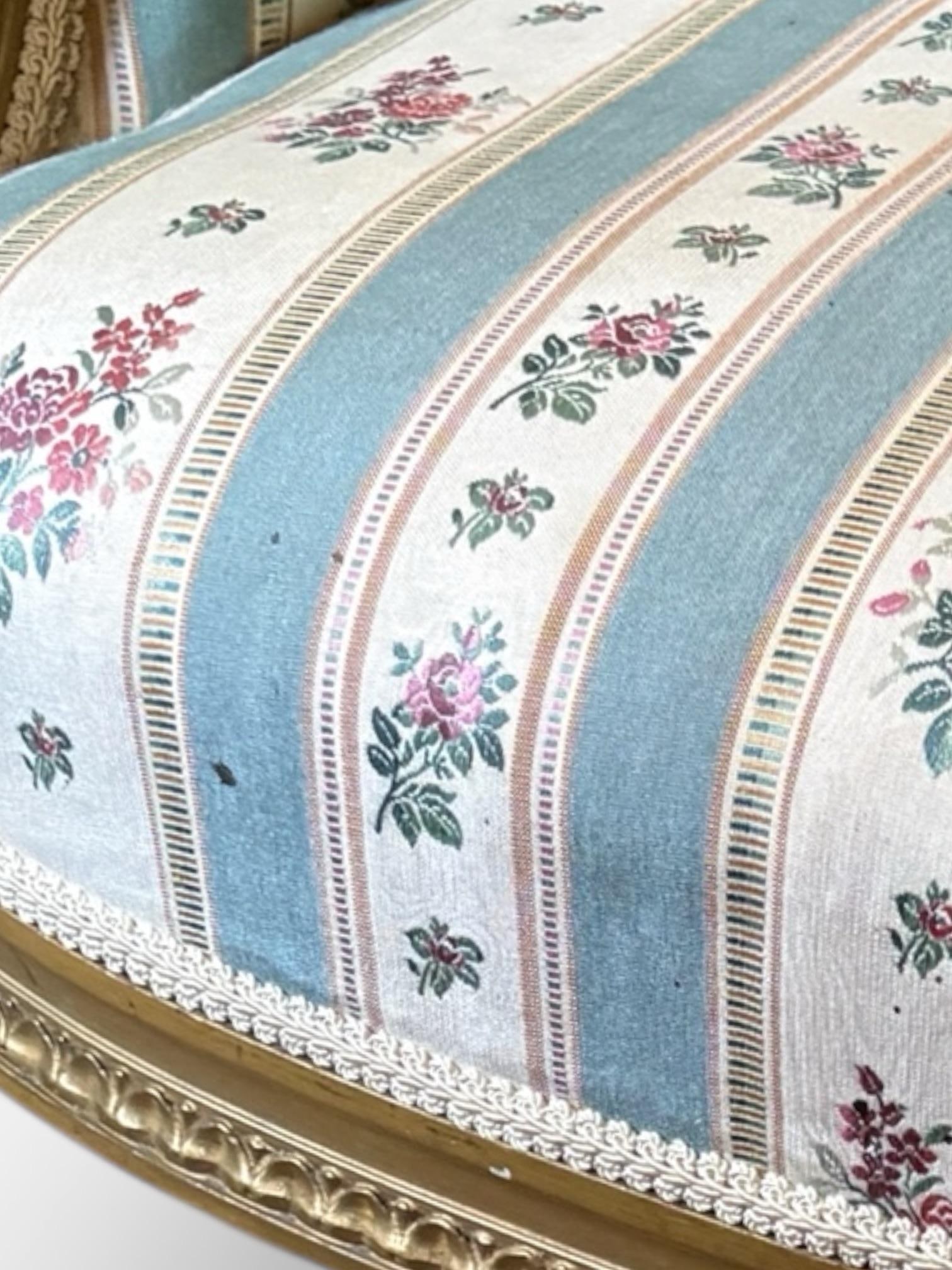 Louis XVI 19th C Gilded Bergere Chair - 9