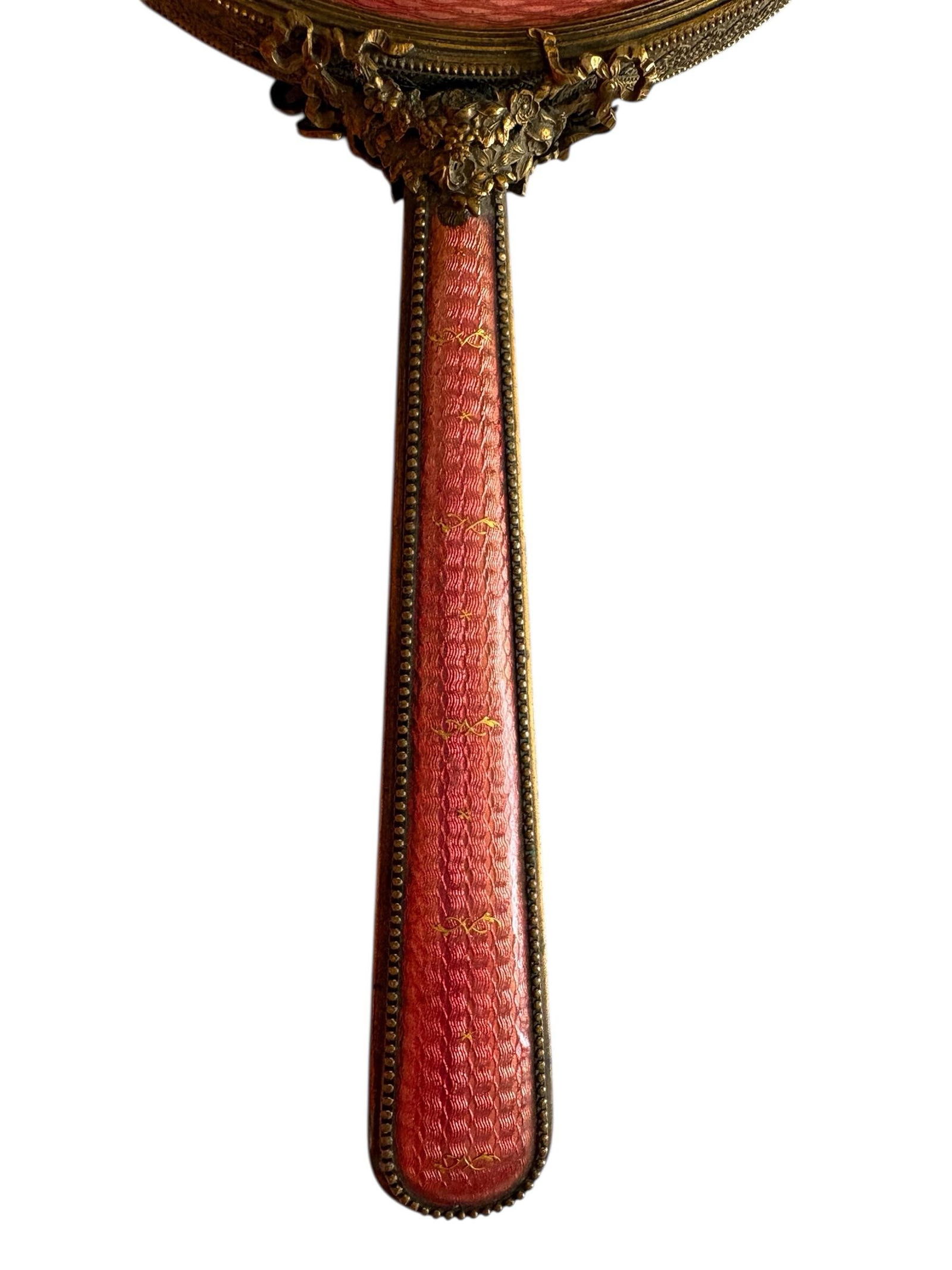 19th Century Austria Gouilloche Louis XVI Style Belle Epoch Era Hand Mirror - 6