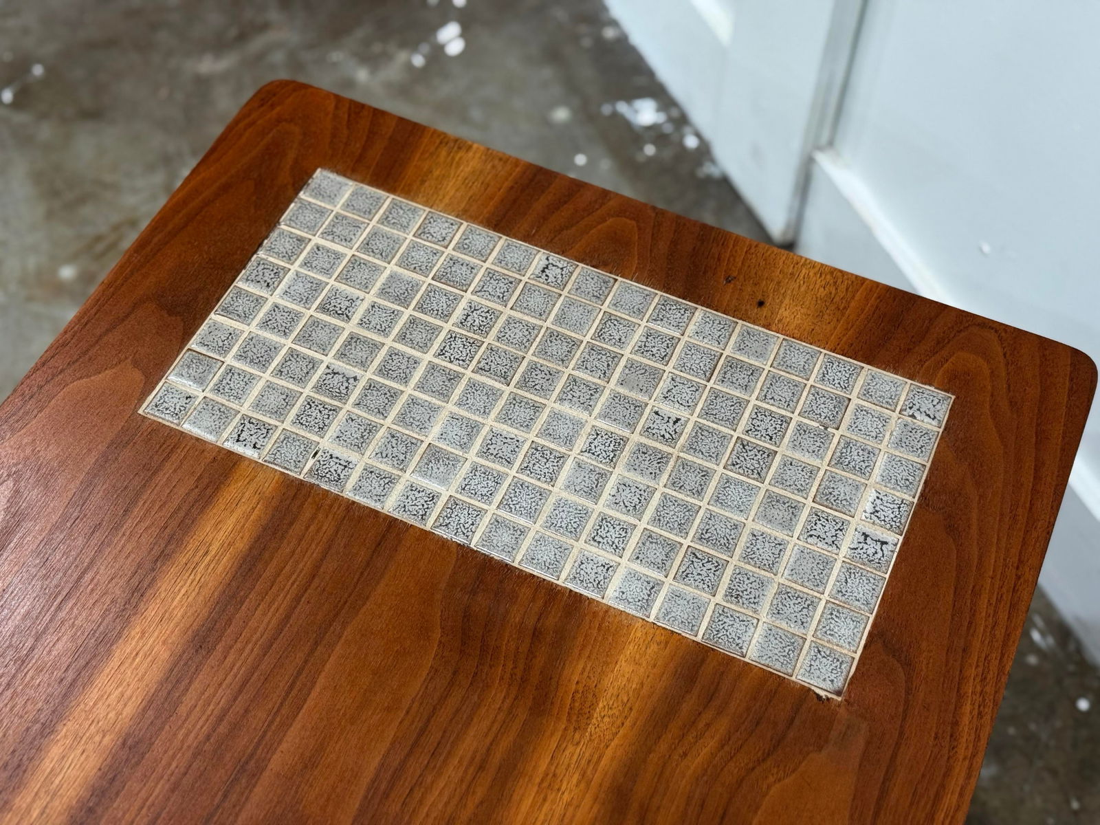 Pair of 1960s Mid Century Lane "Monte Carlo" Side or End Tables - Walnut + Mosaic Tile - 8