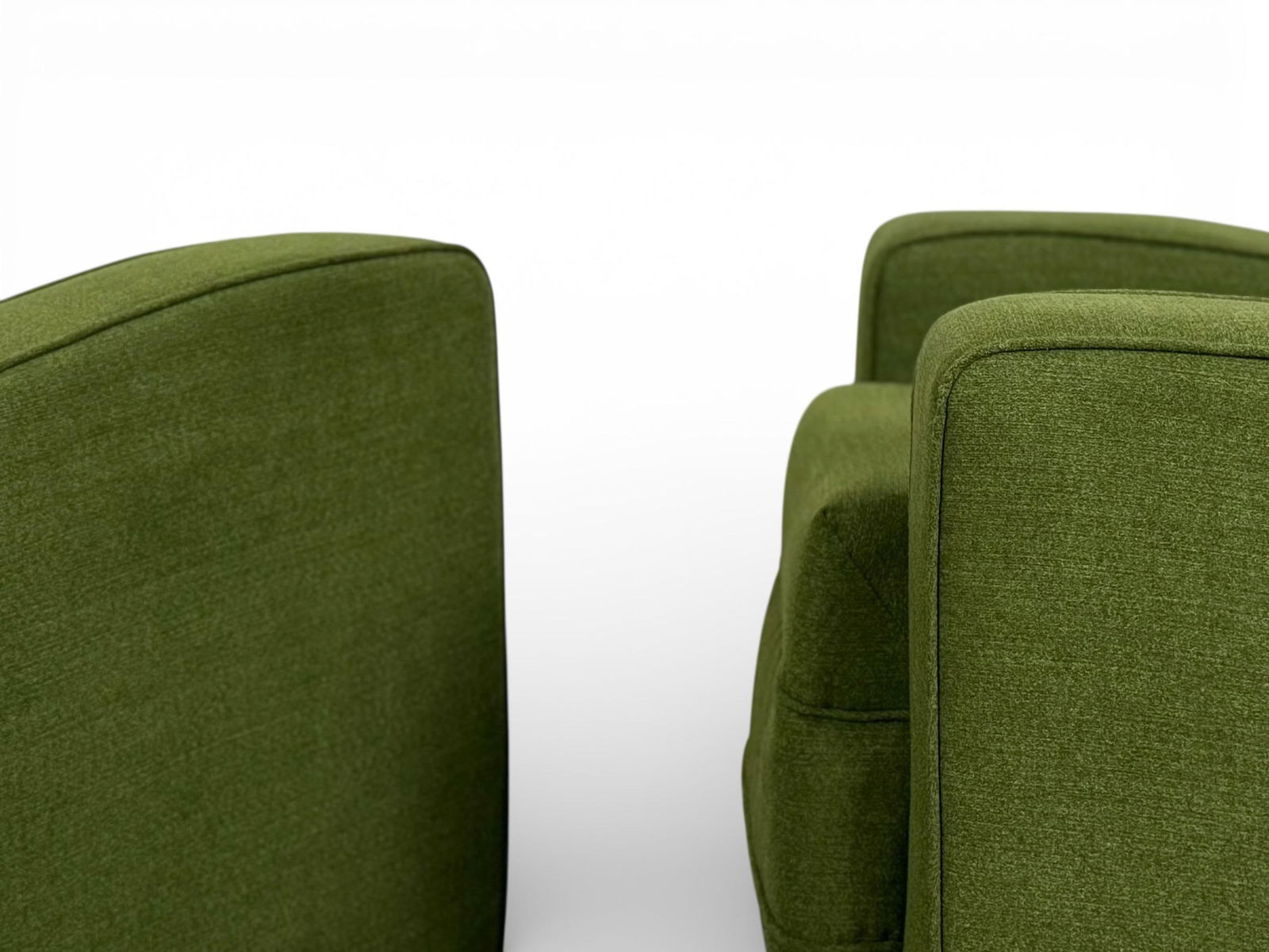 Pair Art Deco Club Chairs - France Circa 1930s - Green Velvet Speed Armchairs - 6