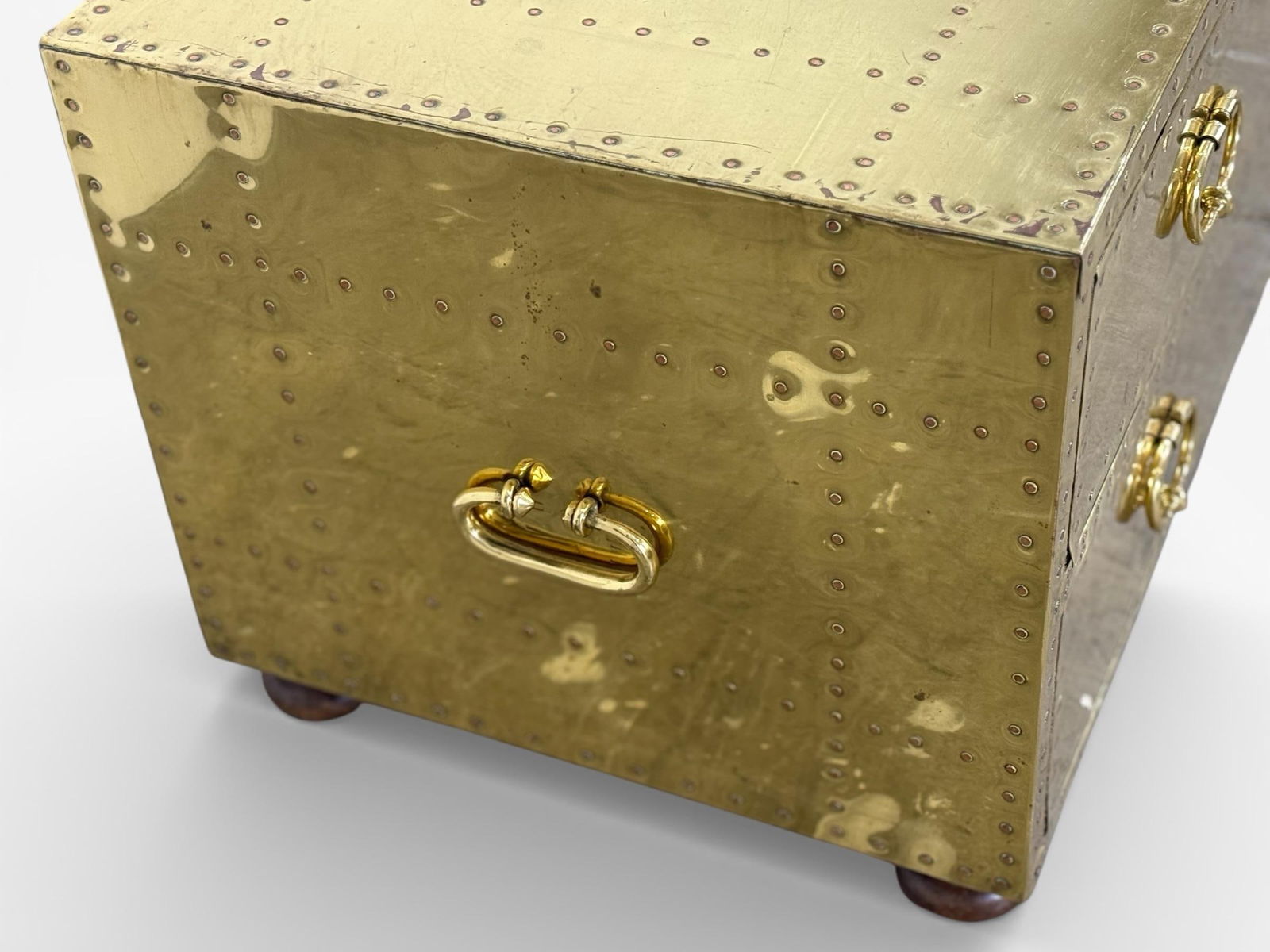 Vintage Sarreid LTD Brass Chest - Spain Circa 1970s - Two Drawer Brass Trunk - 8