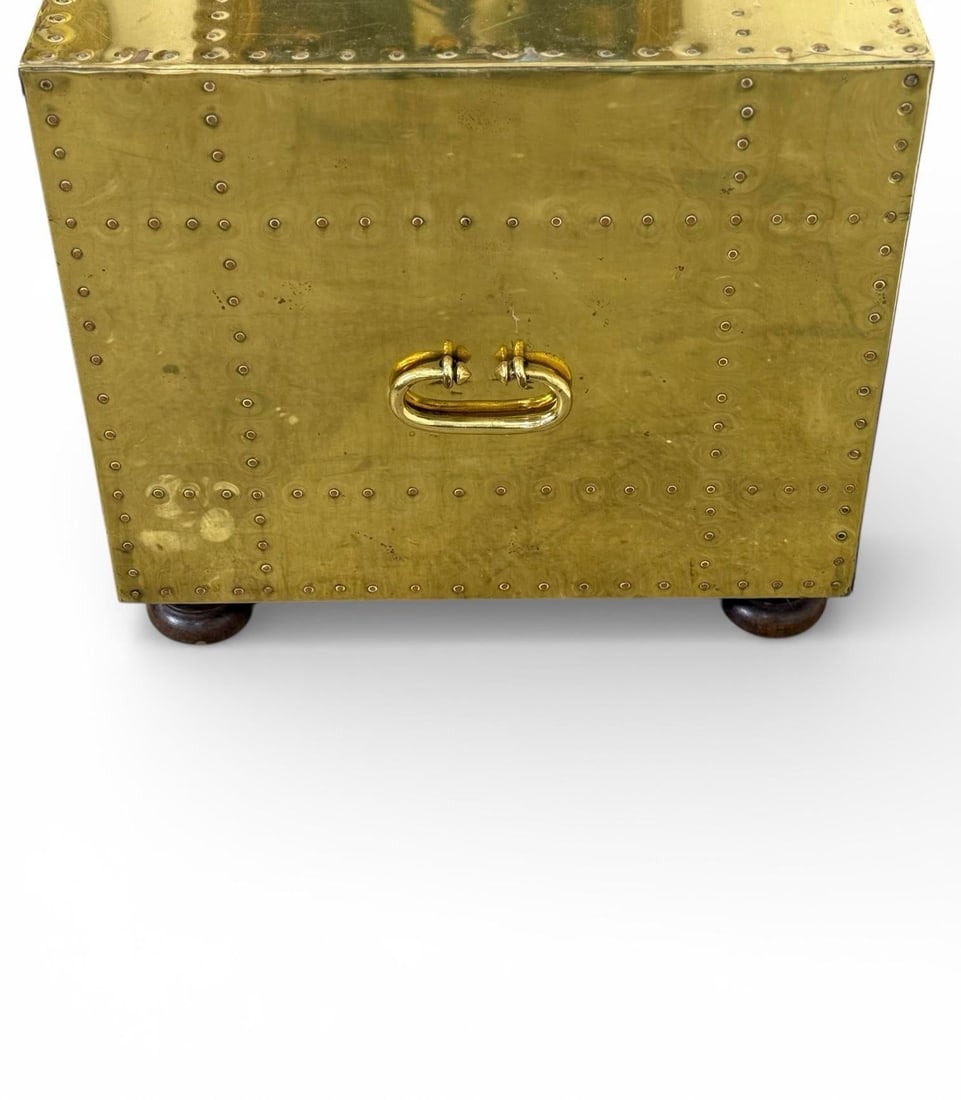 Vintage Sarreid LTD Brass Chest - Spain Circa 1970s - Two Drawer Brass Trunk - 9