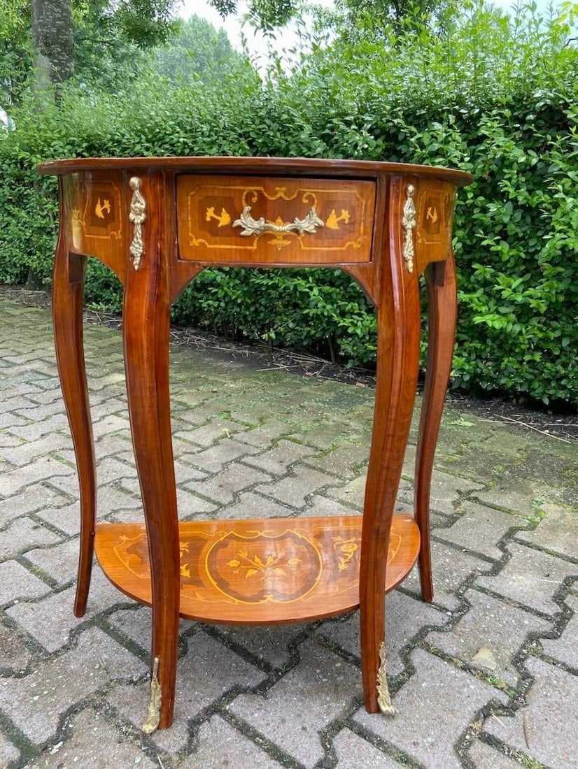 1970 French Louis XVI Mahogany Bronze Side Table – 1 Pc - 10