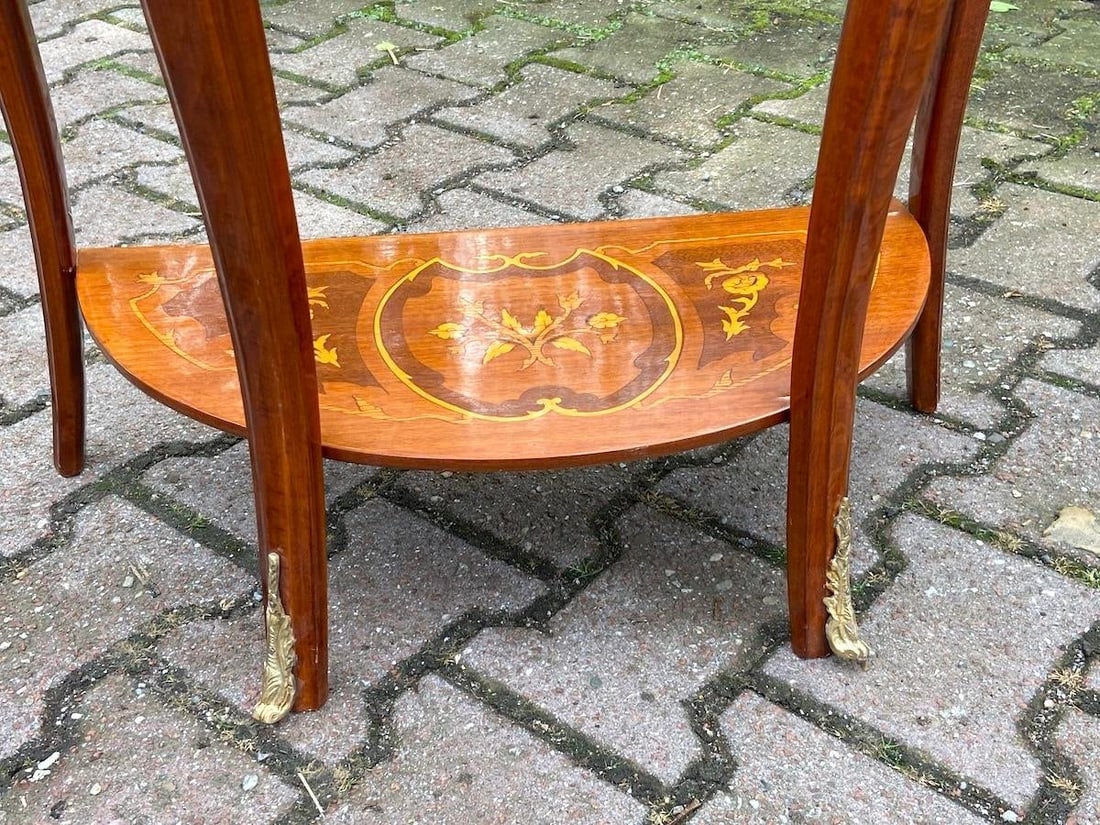 1970 French Louis XVI Mahogany Bronze Side Table – 1 Pc - 2