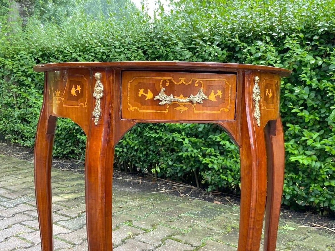 1970 French Louis XVI Mahogany Bronze Side Table – 1 Pc - 4