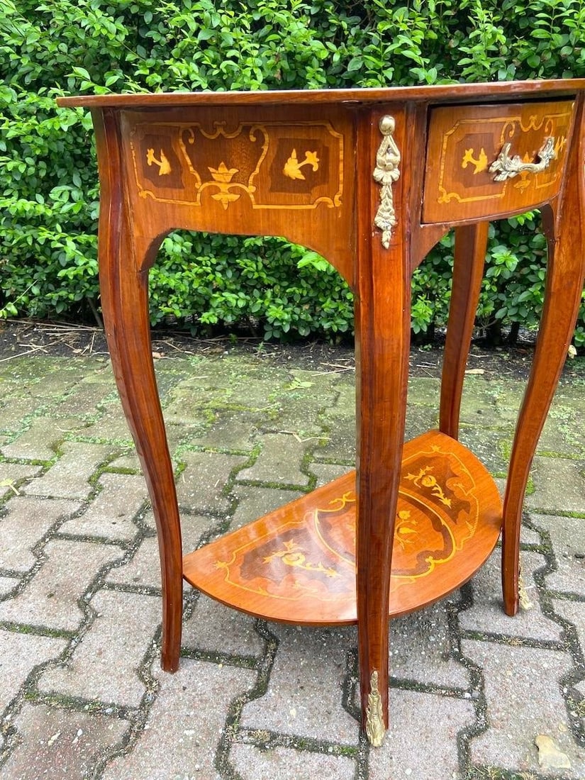 1970 French Louis XVI Mahogany Bronze Side Table – 1 Pc - 5
