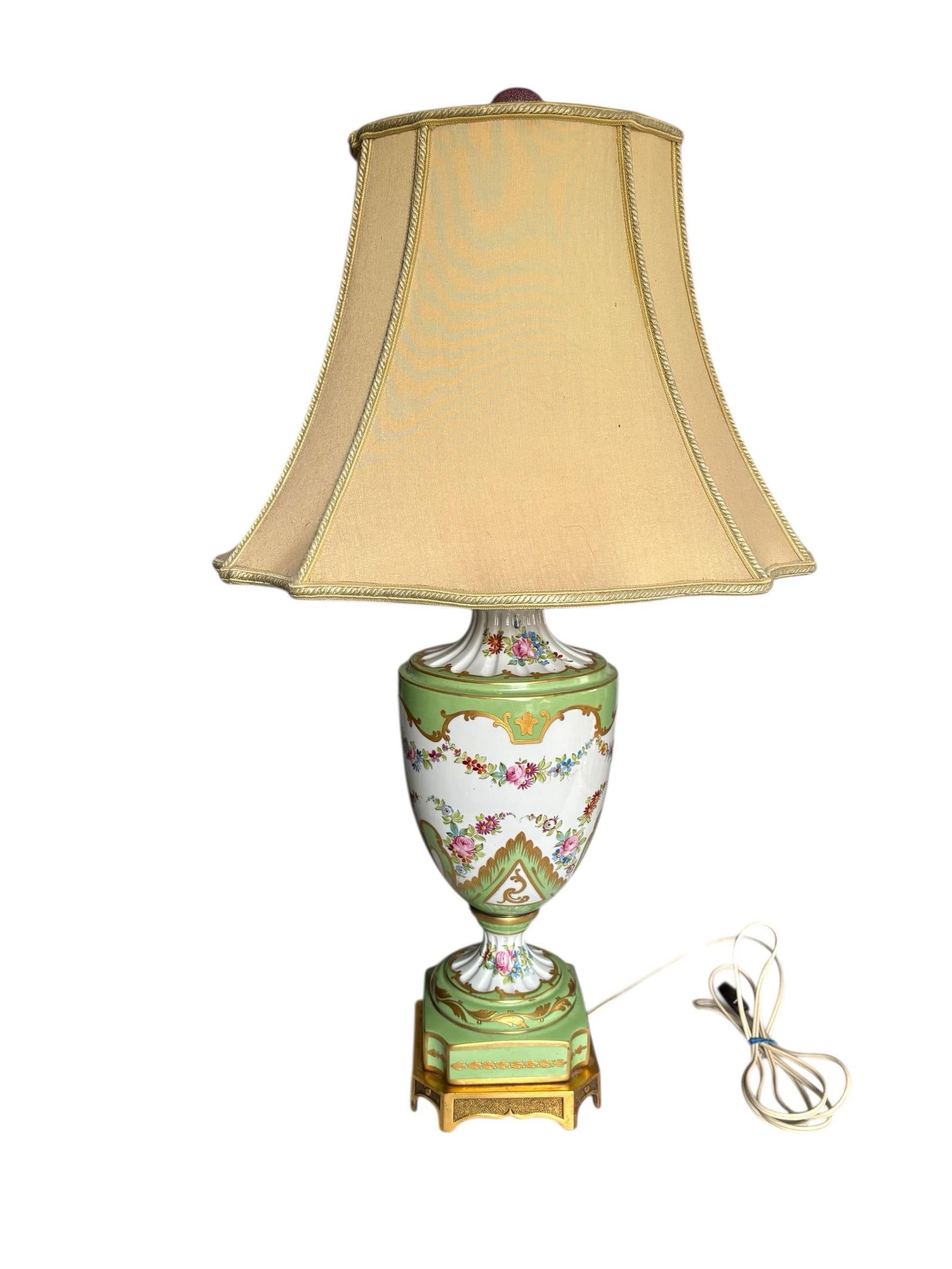 Late 19th C Sevres Style Lamp Hand Painted and Hand Gilded in Louis XVI Style - 4