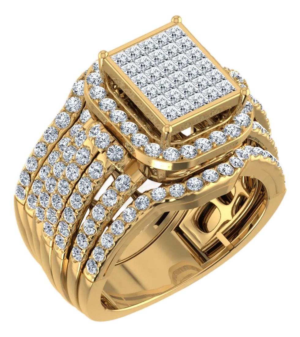 10K Yellow Gold Round Baguette Diamond Womens Sz 7 Designer Bridal Ring 2-3/8 Cttw: Grand Radiance: 10K Yellow Gold & 2-3/8 Cttw Diamond Bridal RingA Bold Statement of LuxuryExperience unparalleled brilliance with this 2-3/8 Cttw designer bridal ring39. This substantial piece feature