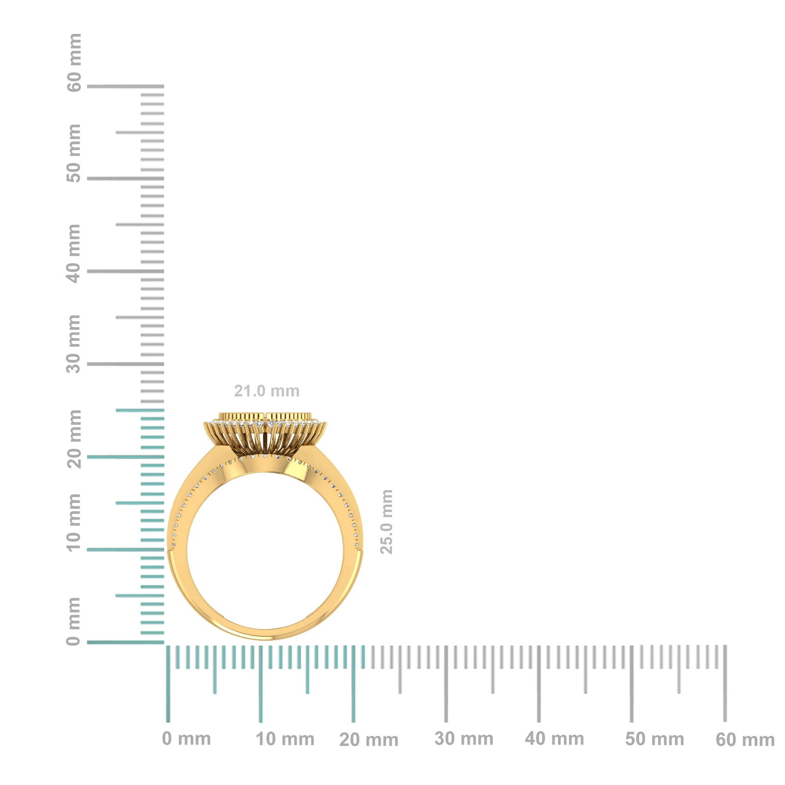 10K Yellow Gold Round Baguette Diamond Heart Shape Sz 7 Designer Ladies Ring 3/4 Cttw - 2