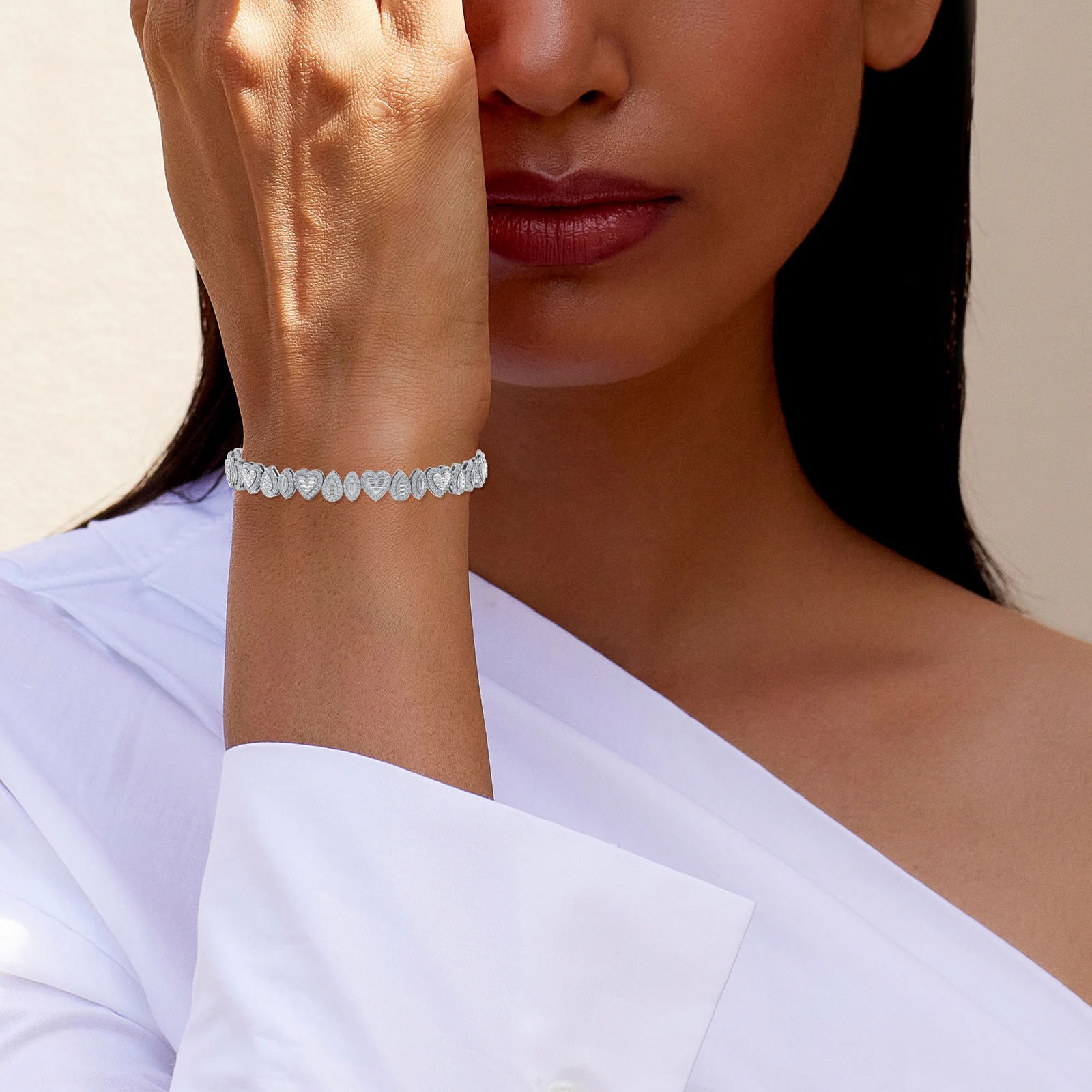 10K White Gold Round Baguette Diamond Designer 7 Inch Bracelet 2-3/8 Cttw - 3