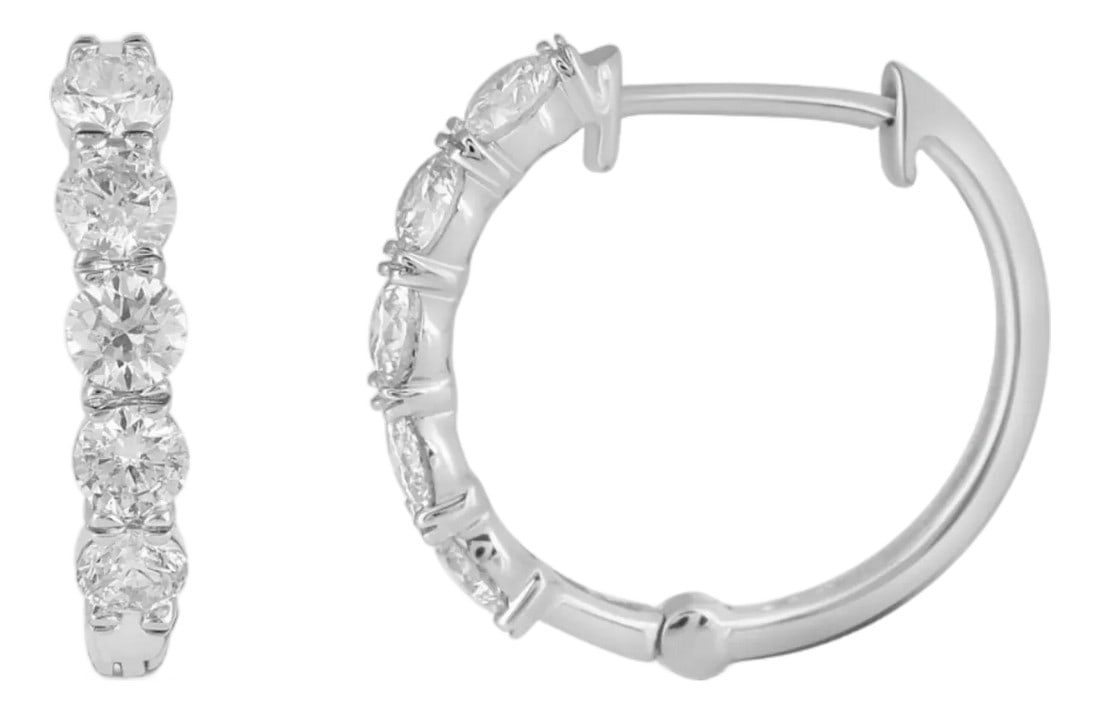 10K White Gold Round Diamond Designer Hoop Earring 7/8 Cttw, A Pair: Midnight Shimmer: 10K White Gold & 7/8 Cttw Diamond Hoop EarringsThe Ultimate Face-Framing SparkleElevate your everyday aesthetic with these designer diamond hoop earrings. Crafted in cool 10K white