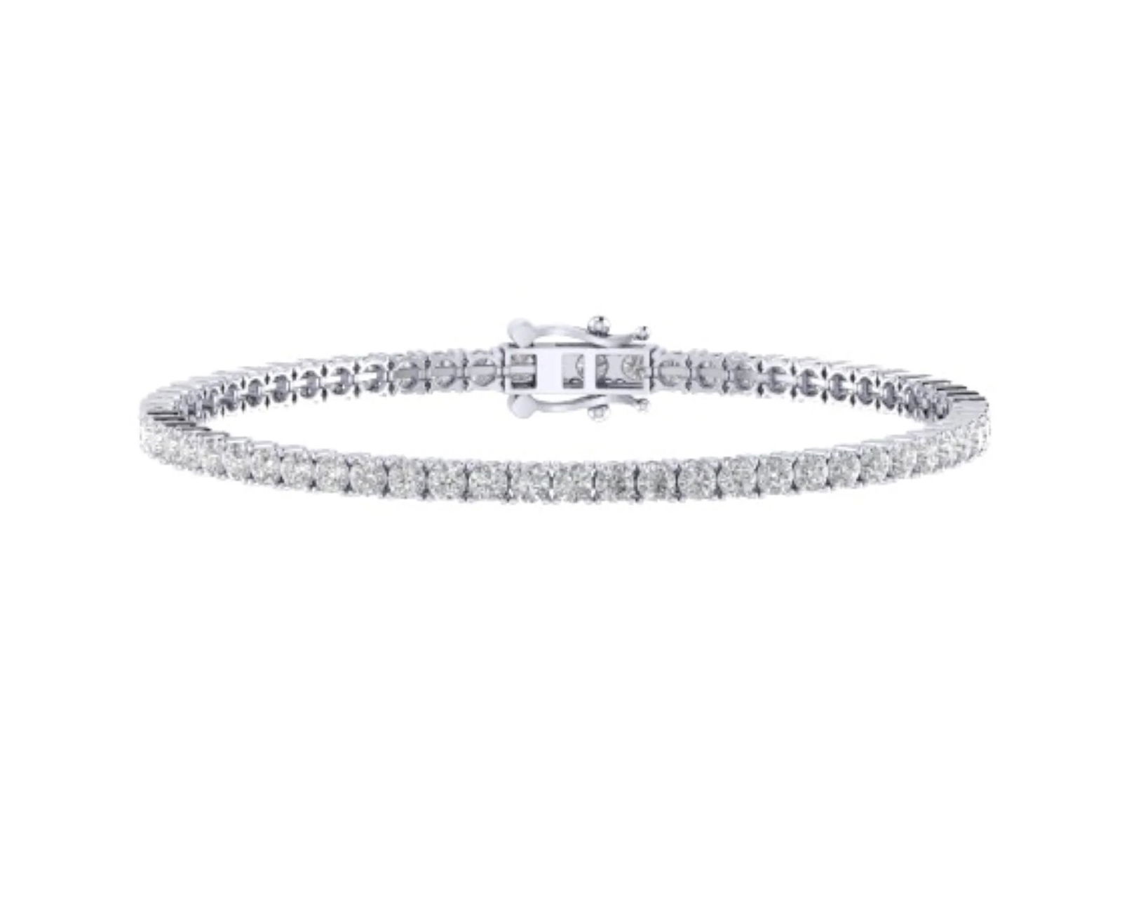 10K White Gold 3mm Round Cvd Diamond 8 Inch Tennis Bracelet 6-1/3 Cttw - 2