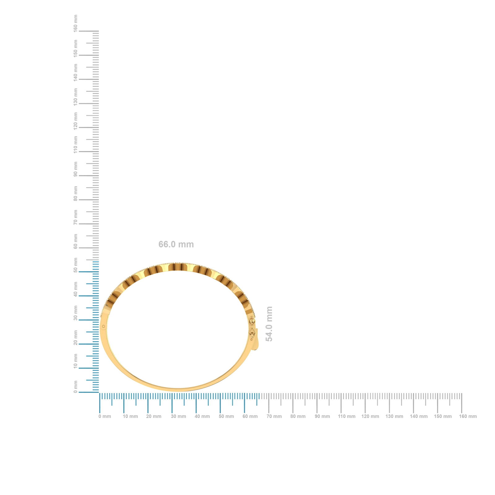 10K Yellow Gold Round Baguette Diamond Heart Designer Bangle Bracelet 1 Cttw - 2