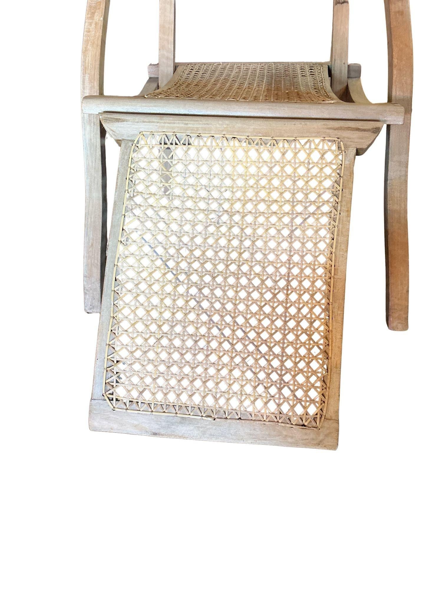 1920's French Caned Chaise Lounge Bleached - 2