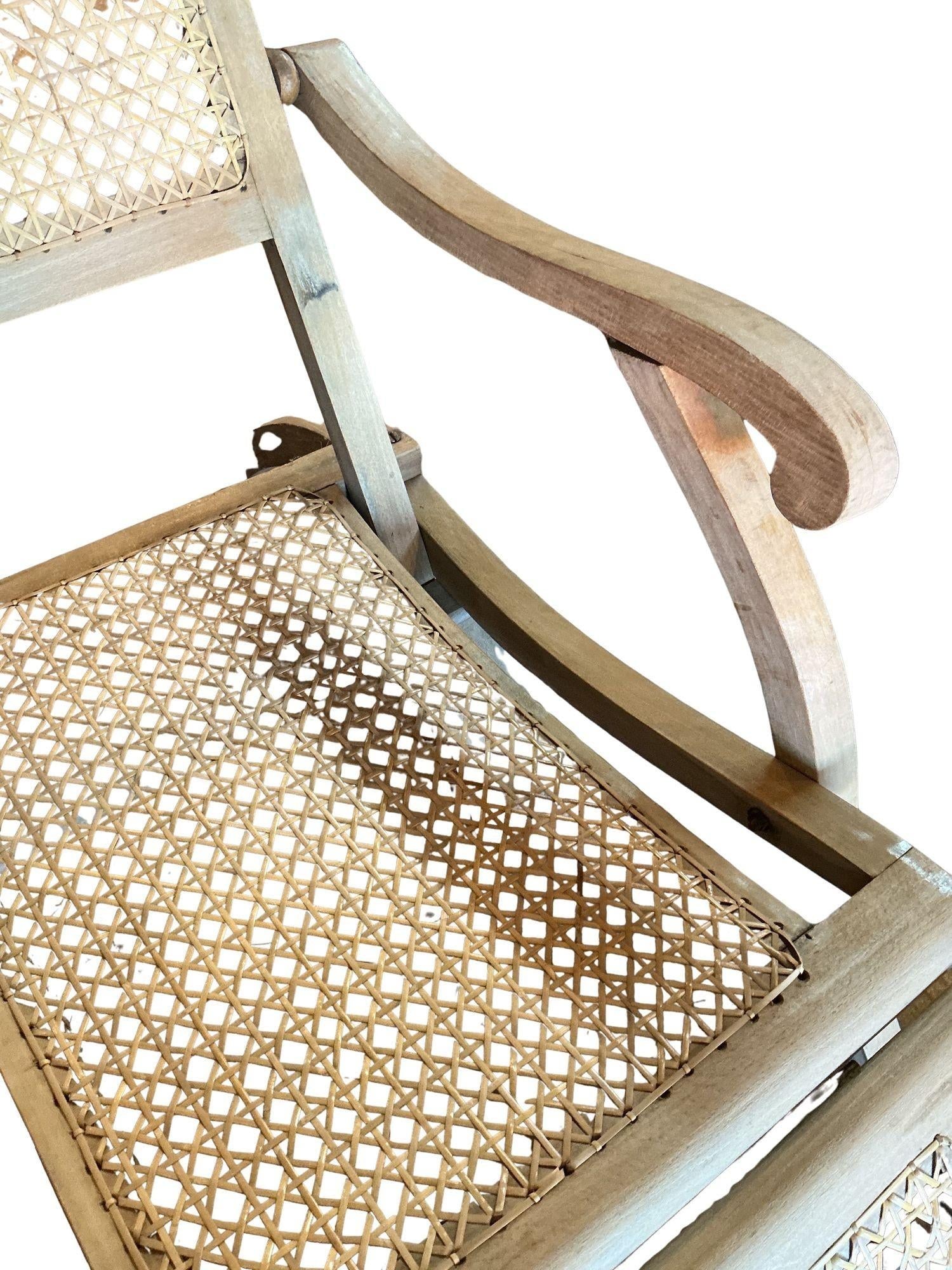 1920's French Caned Chaise Lounge Bleached - 4