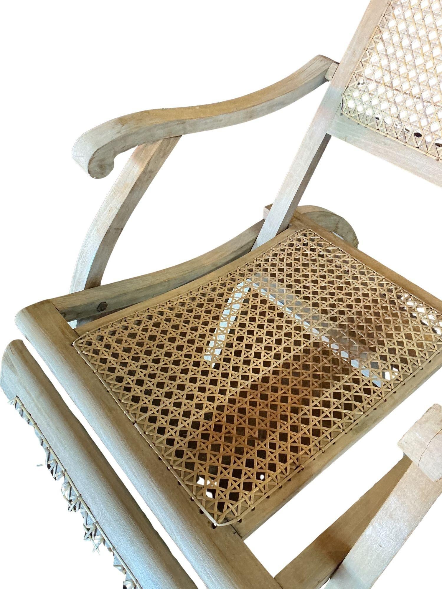 1920's French Caned Chaise Lounge Bleached - 5