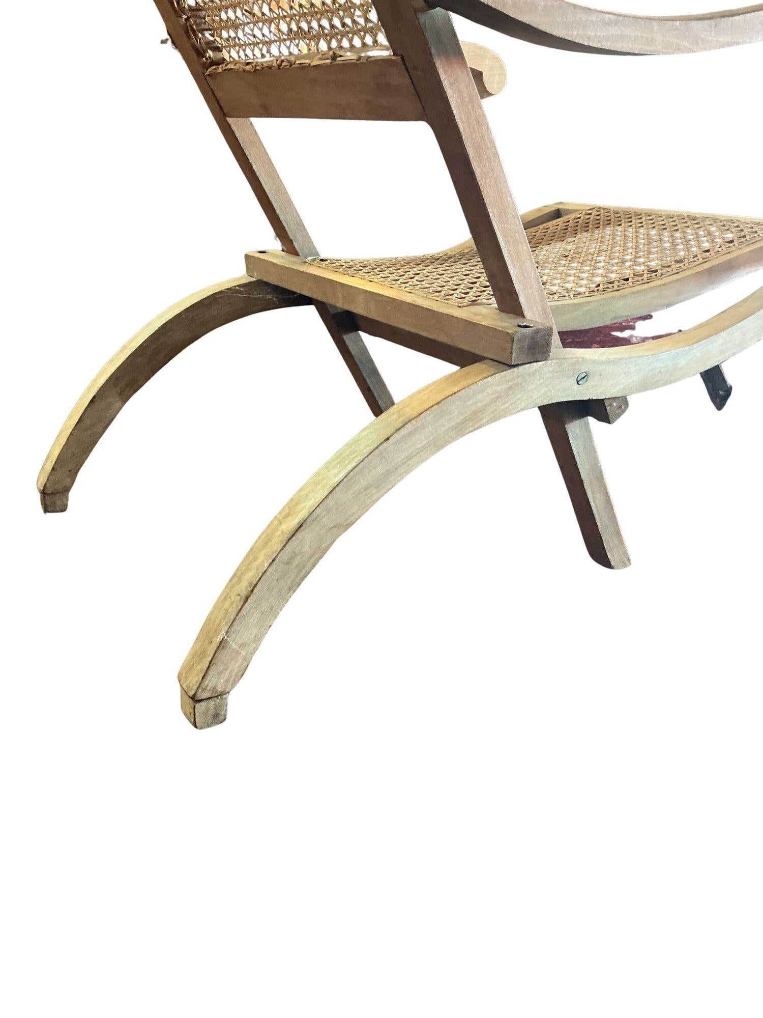 1920's French Caned Chaise Lounge Bleached - 8