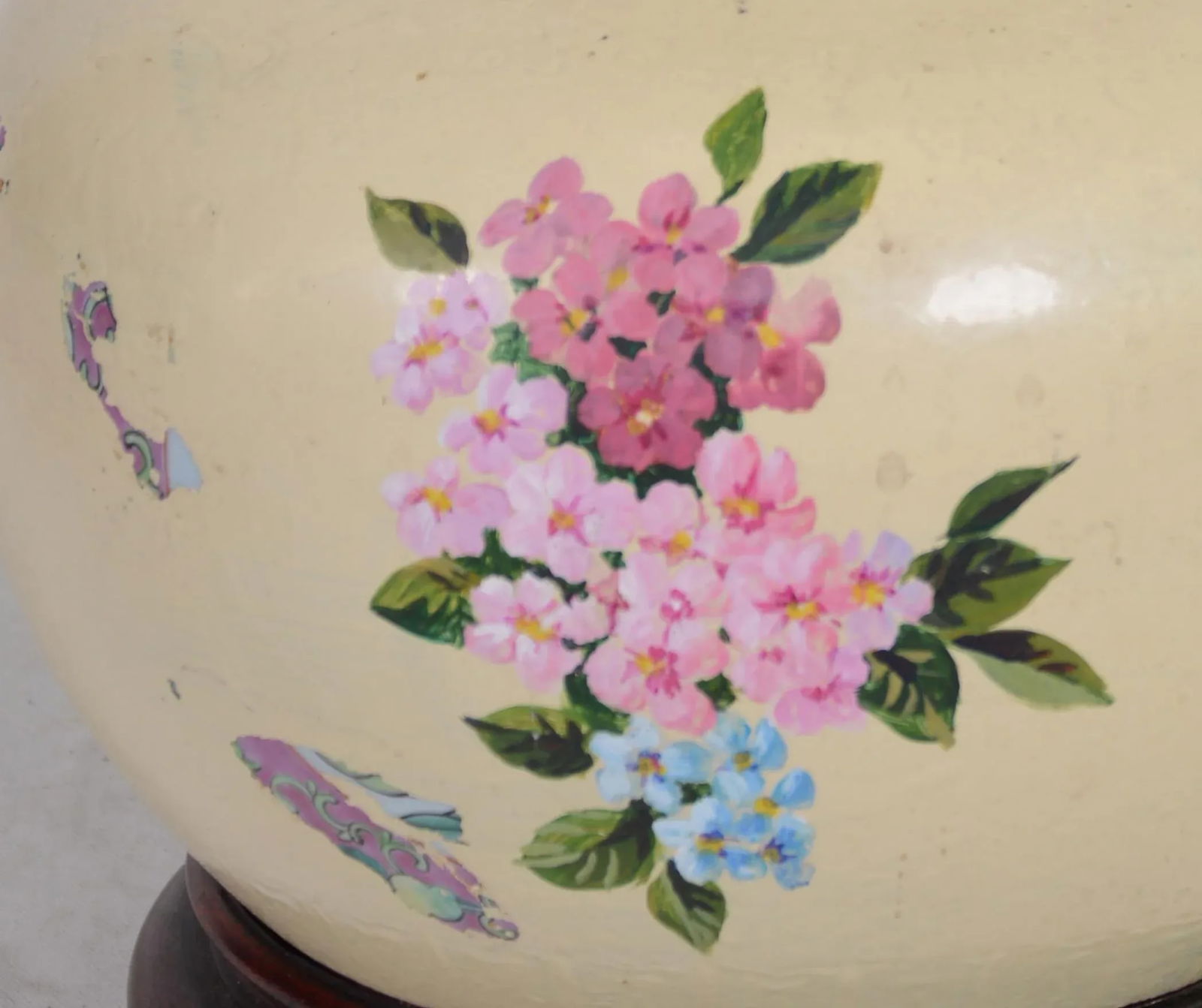 Hand-Painted Flower Porcelain Vase Table Lamp - 4