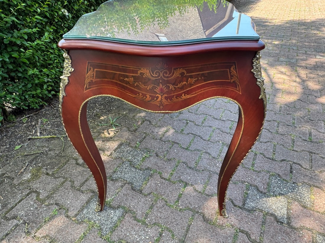 Circa 1970 French Louis XVI Mahogany Bronze Writing Desk - 11