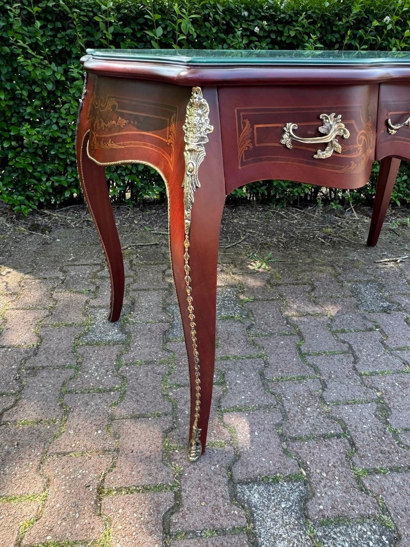 Circa 1970 French Louis XVI Mahogany Bronze Writing Desk - 4
