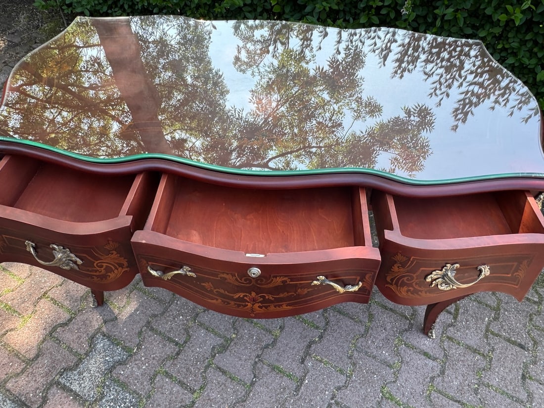 Circa 1970 French Louis XVI Mahogany Bronze Writing Desk - 6