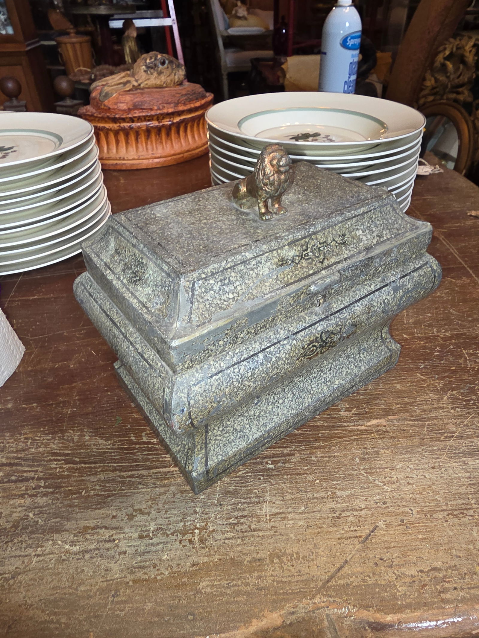 Painted Tole Tea Caddy Box - 3