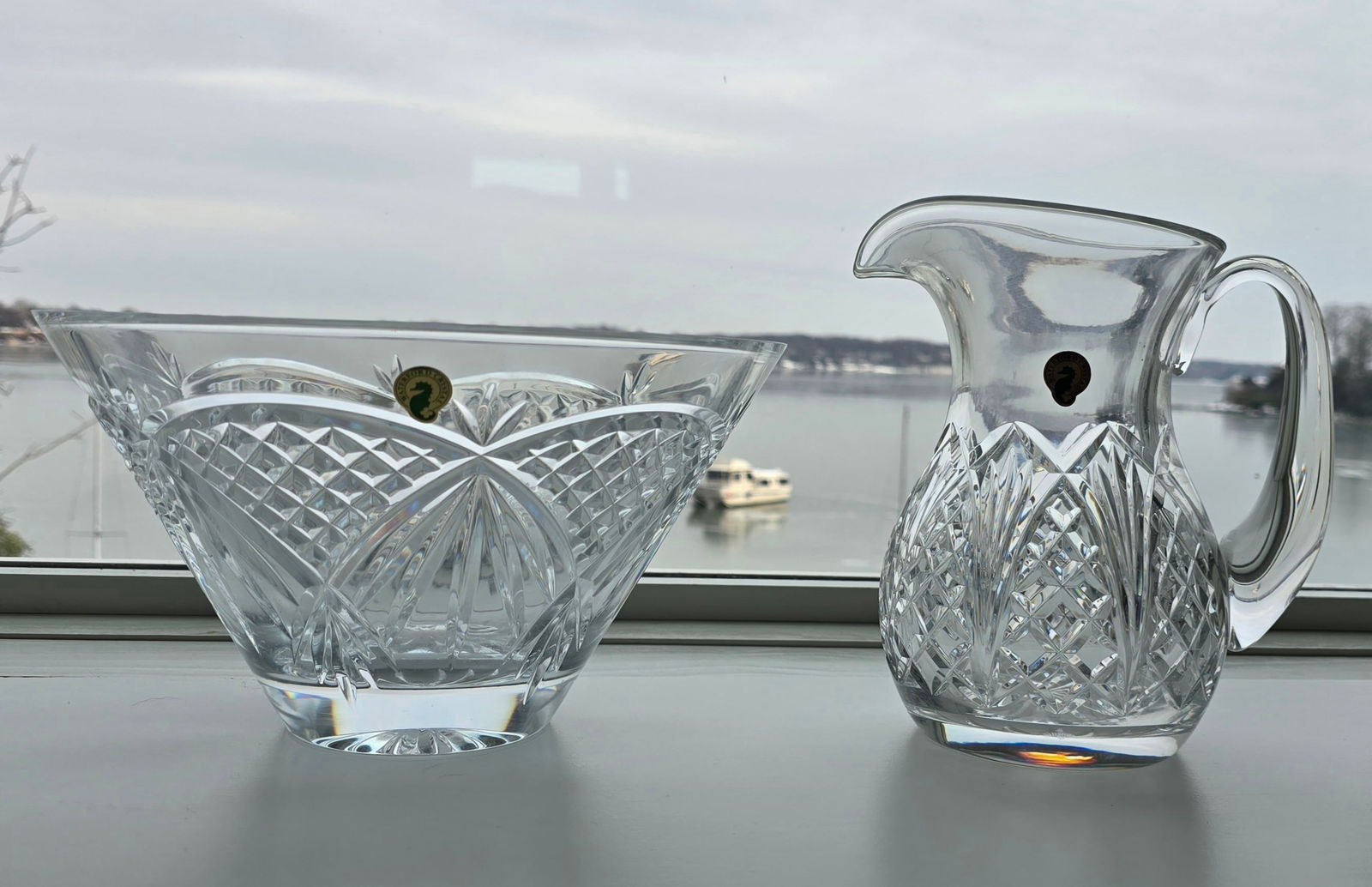 Vintage Waterford Crystal Set With Original Boxes & Labels - O'Mara 10" Bowl, Waterville Pitcher & F - 4