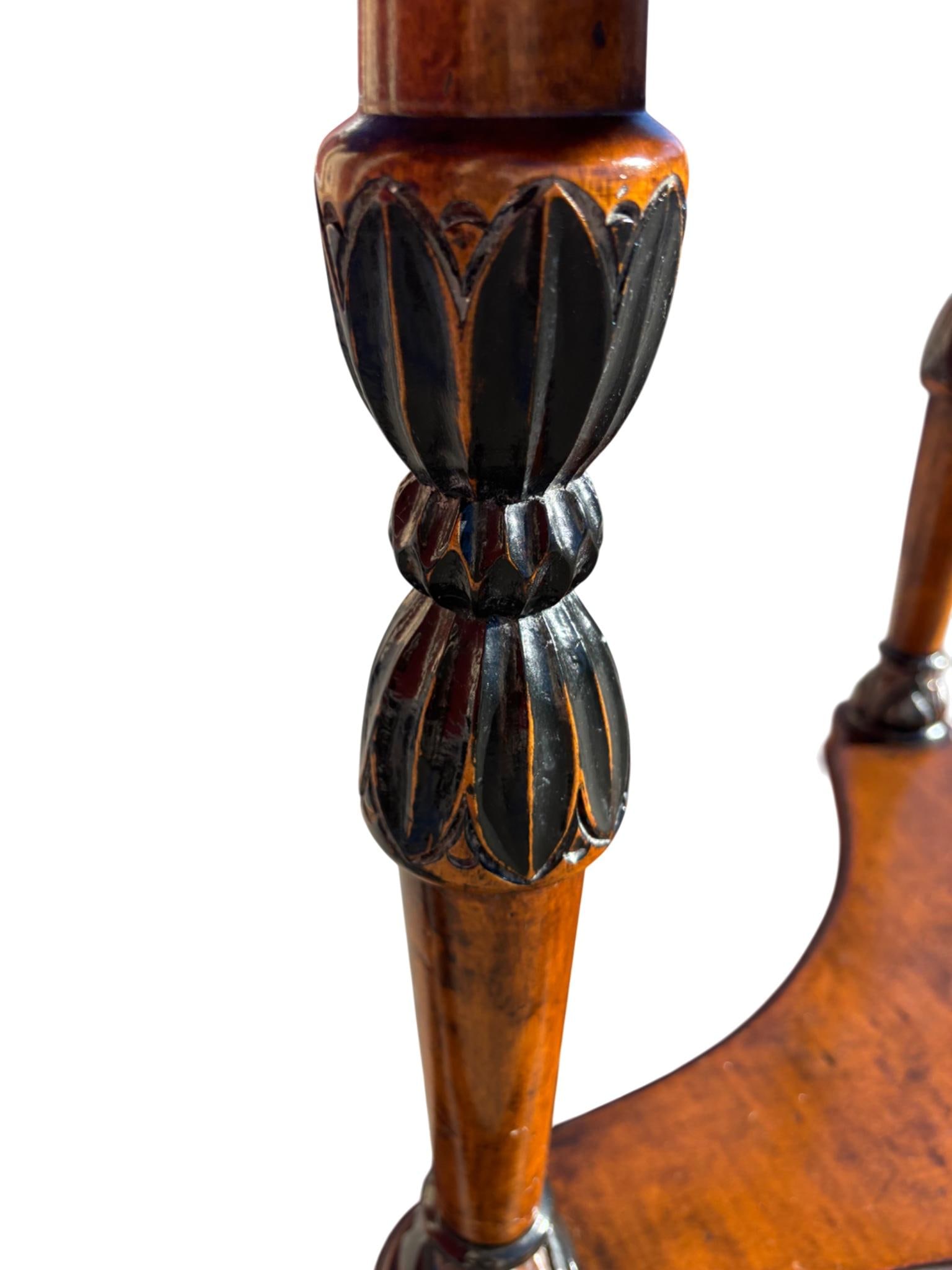 Regency Revival Mahogany Inlaid Side Table With Drawer & Triangular Base - 6