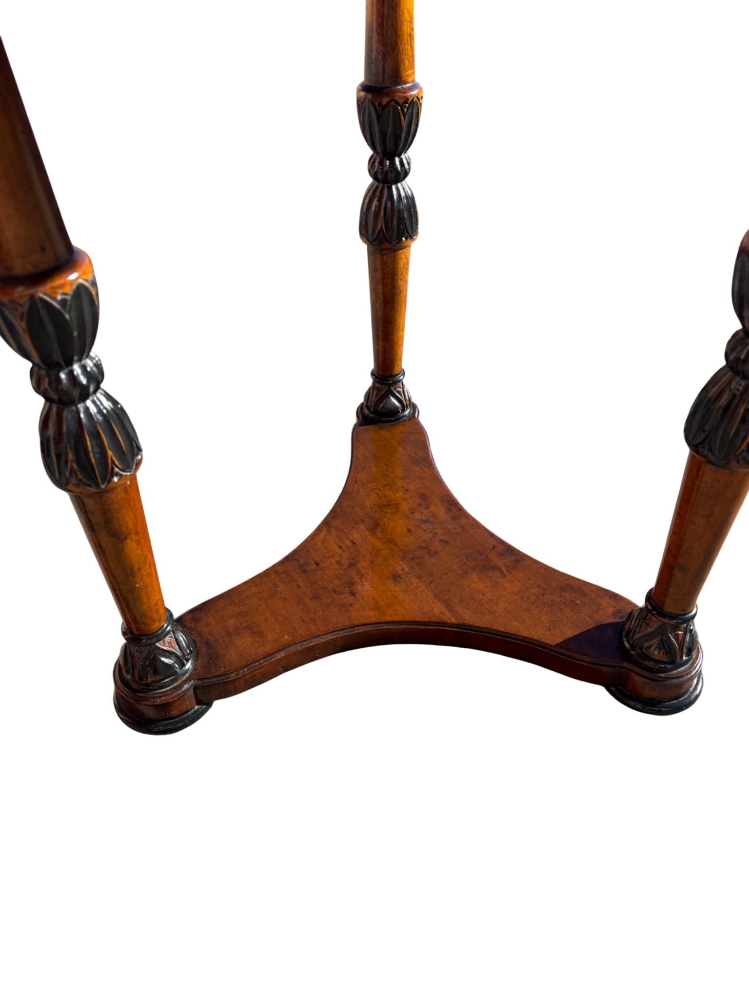 Regency Revival Mahogany Inlaid Side Table With Drawer & Triangular Base - 8