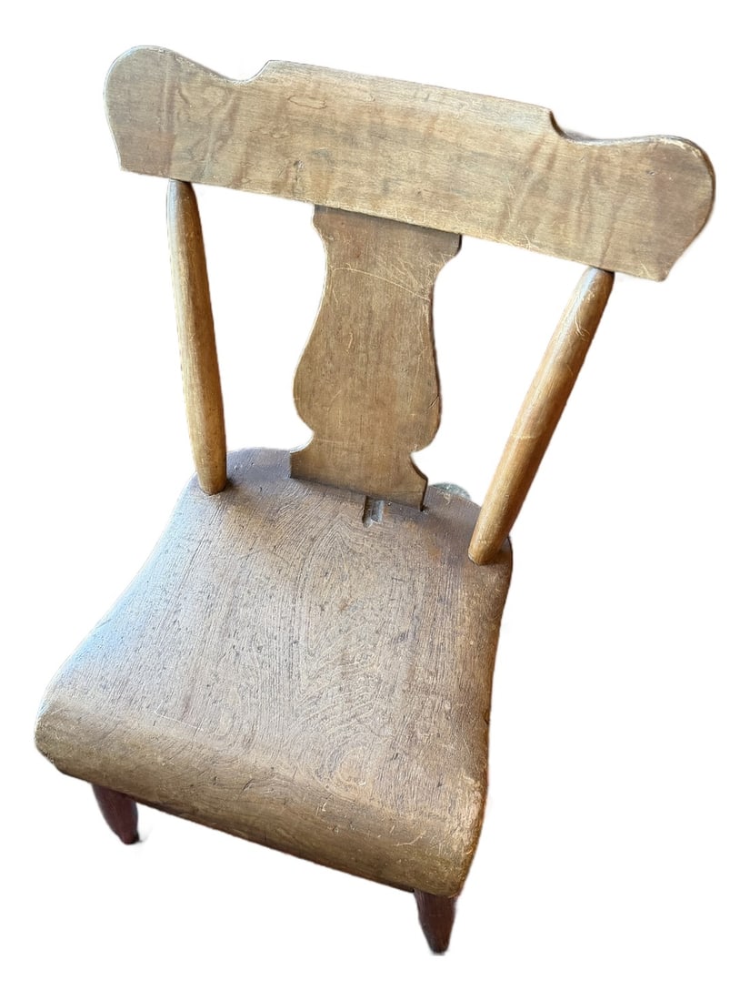Pair of Antique Primitive Farmhouse Chairs – Country Wooden Side Chair With Original Patina, (1 of 8)