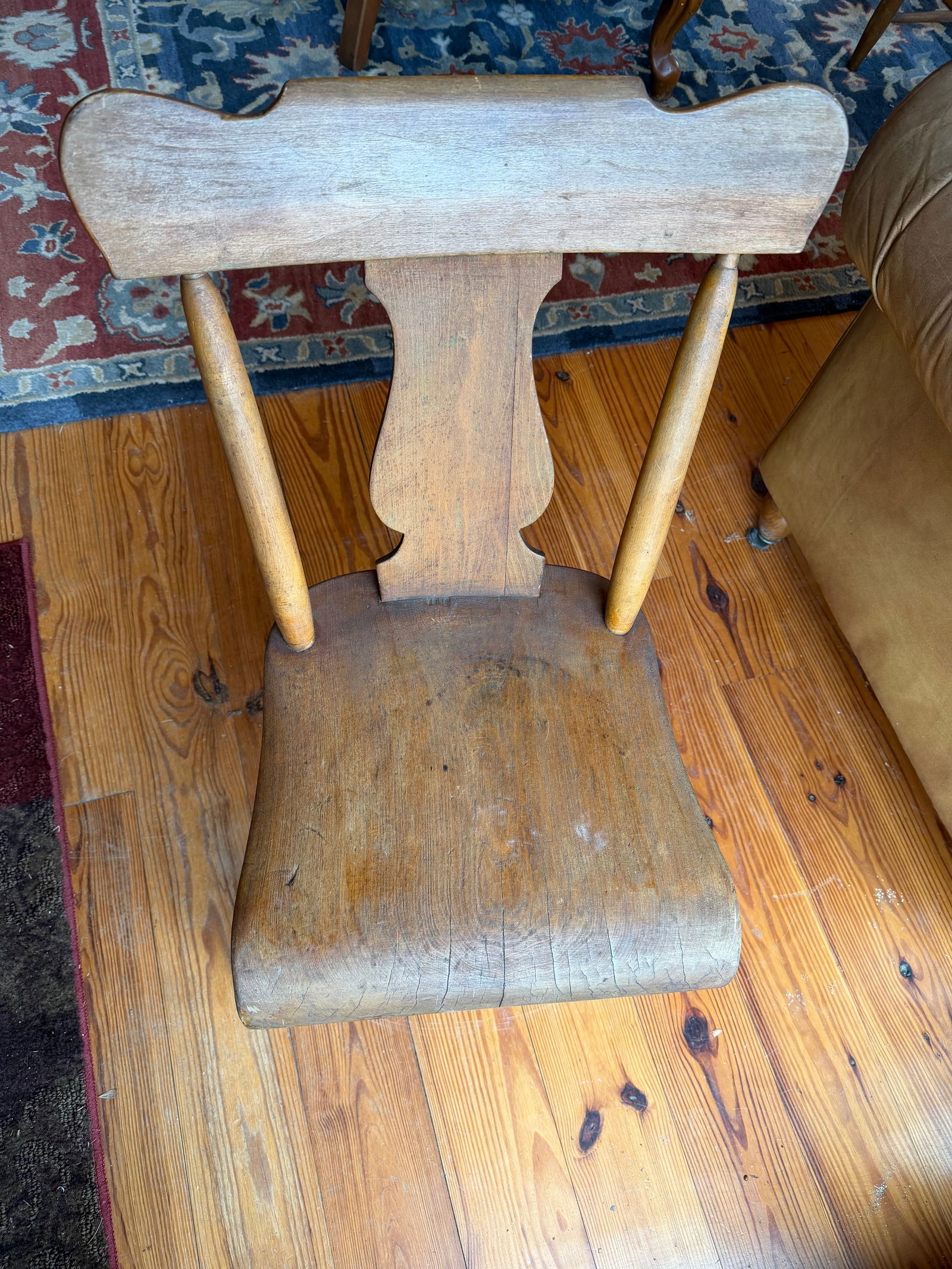 Pair of Antique Primitive Farmhouse Chairs – Country Wooden Side Chair With Original Patina, - 5