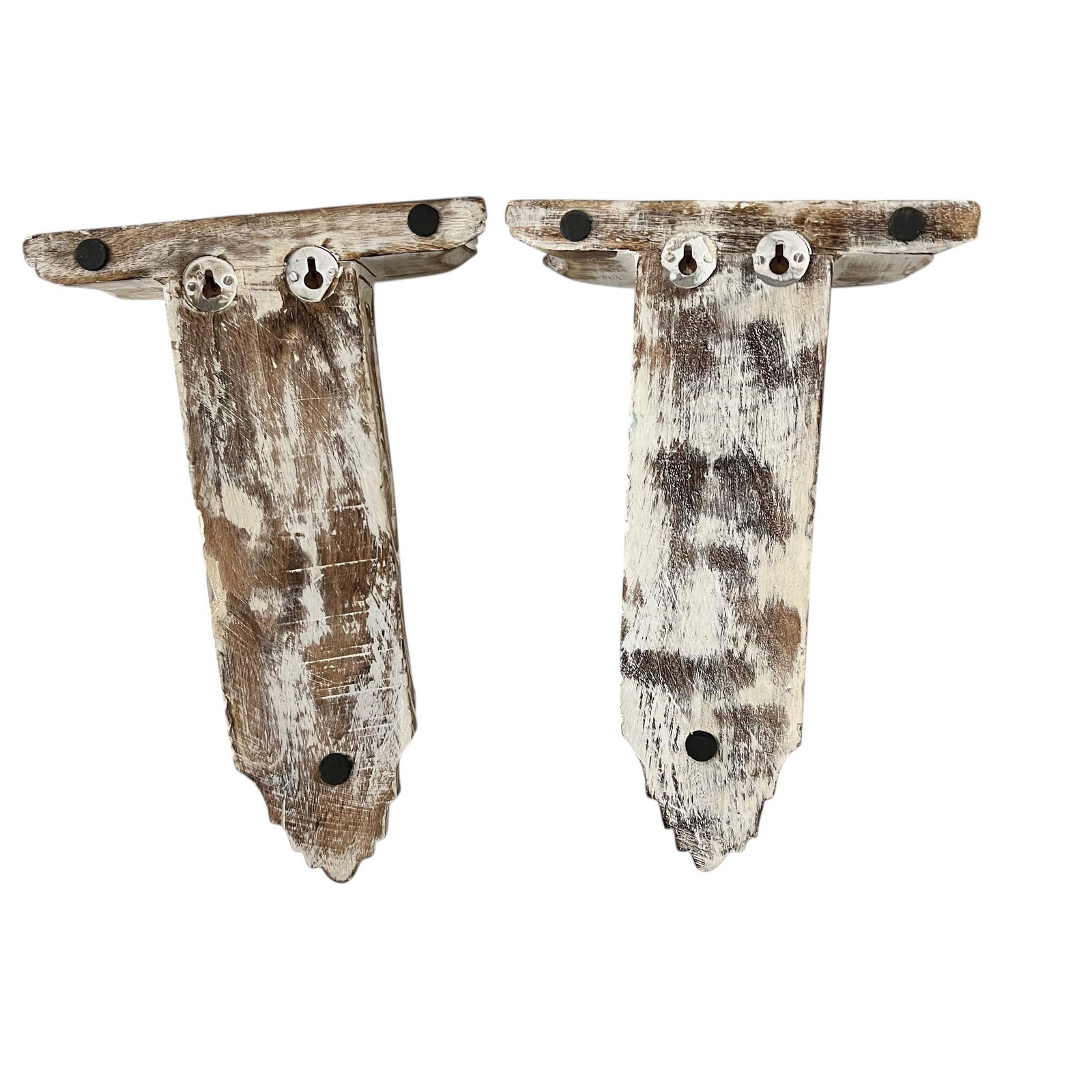 Vintage Hand Carved Wood Decorative Wall Corbel Display Shelves - A Pair - 2