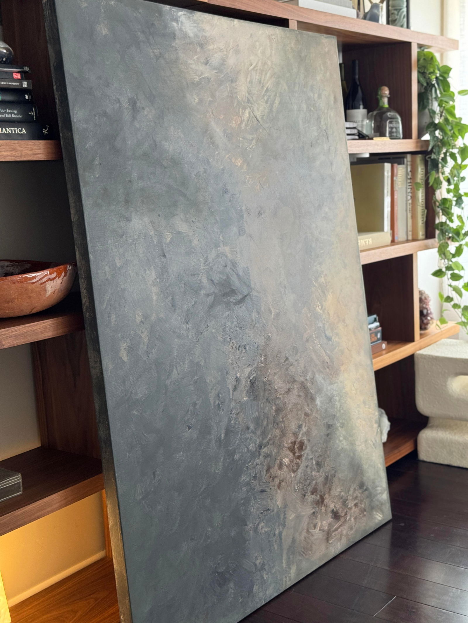 Oversized Large Original Abstract Acrylic Painting on Canvas With Moody Stormy Neutral Palette - 11