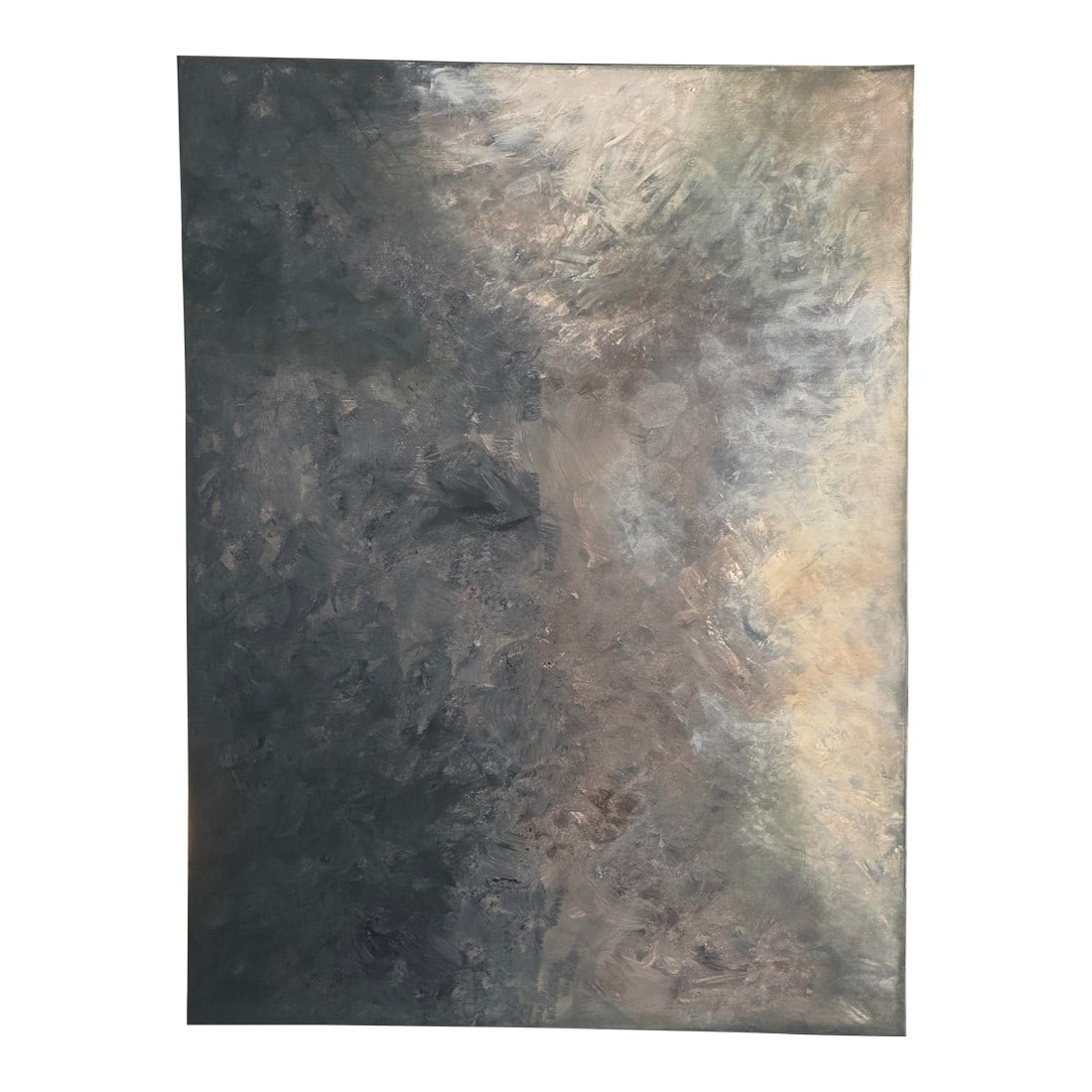 Oversized Large Original Abstract Acrylic Painting on Canvas With Moody Stormy Neutral Palette: Large-scale original abstract acrylic painting on stretched canvas, acquired from a private Southern California estate. The composition features layered brushwork in a moody, neutral palette of