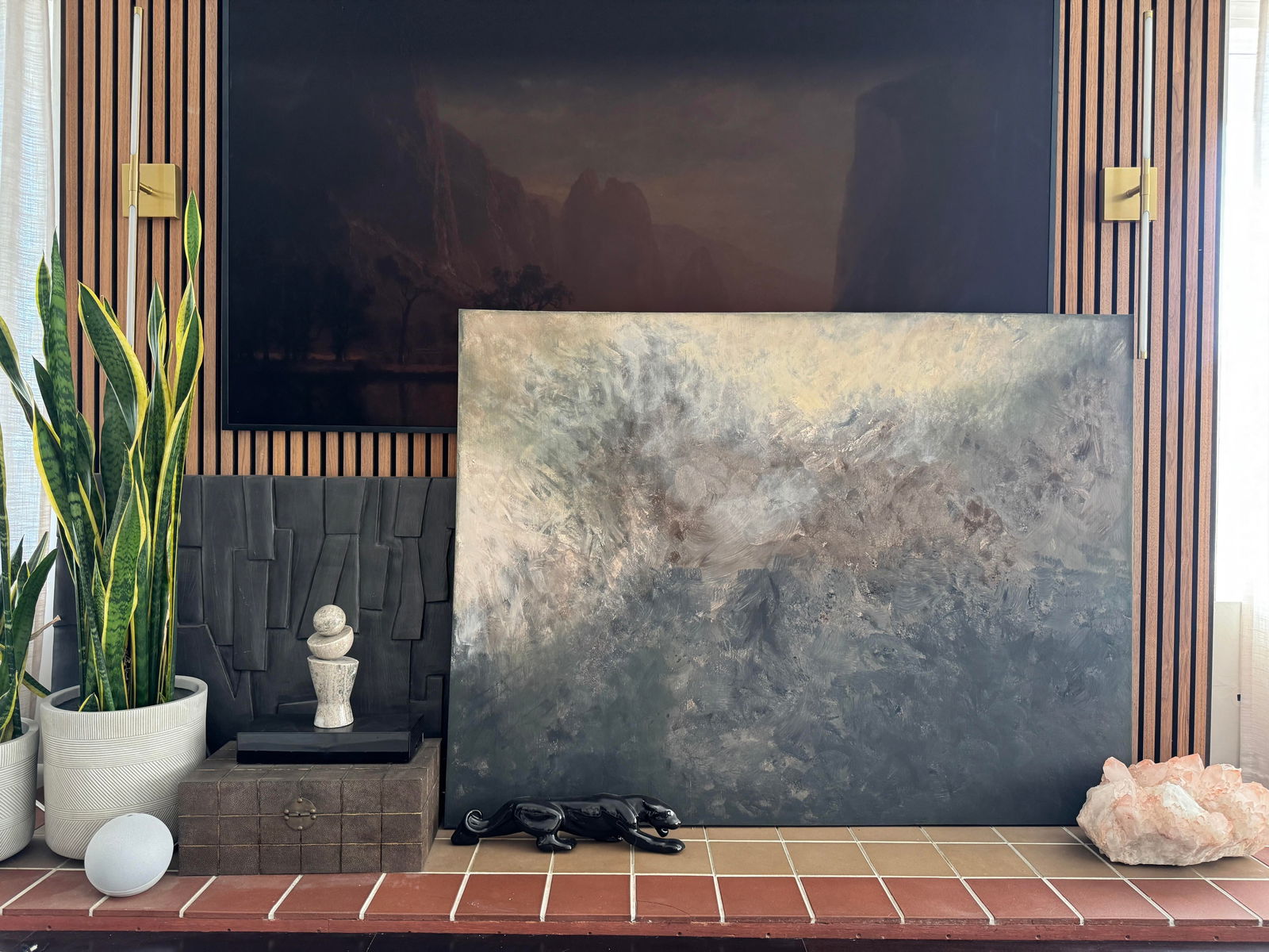 Oversized Large Original Abstract Acrylic Painting on Canvas With Moody Stormy Neutral Palette - 2