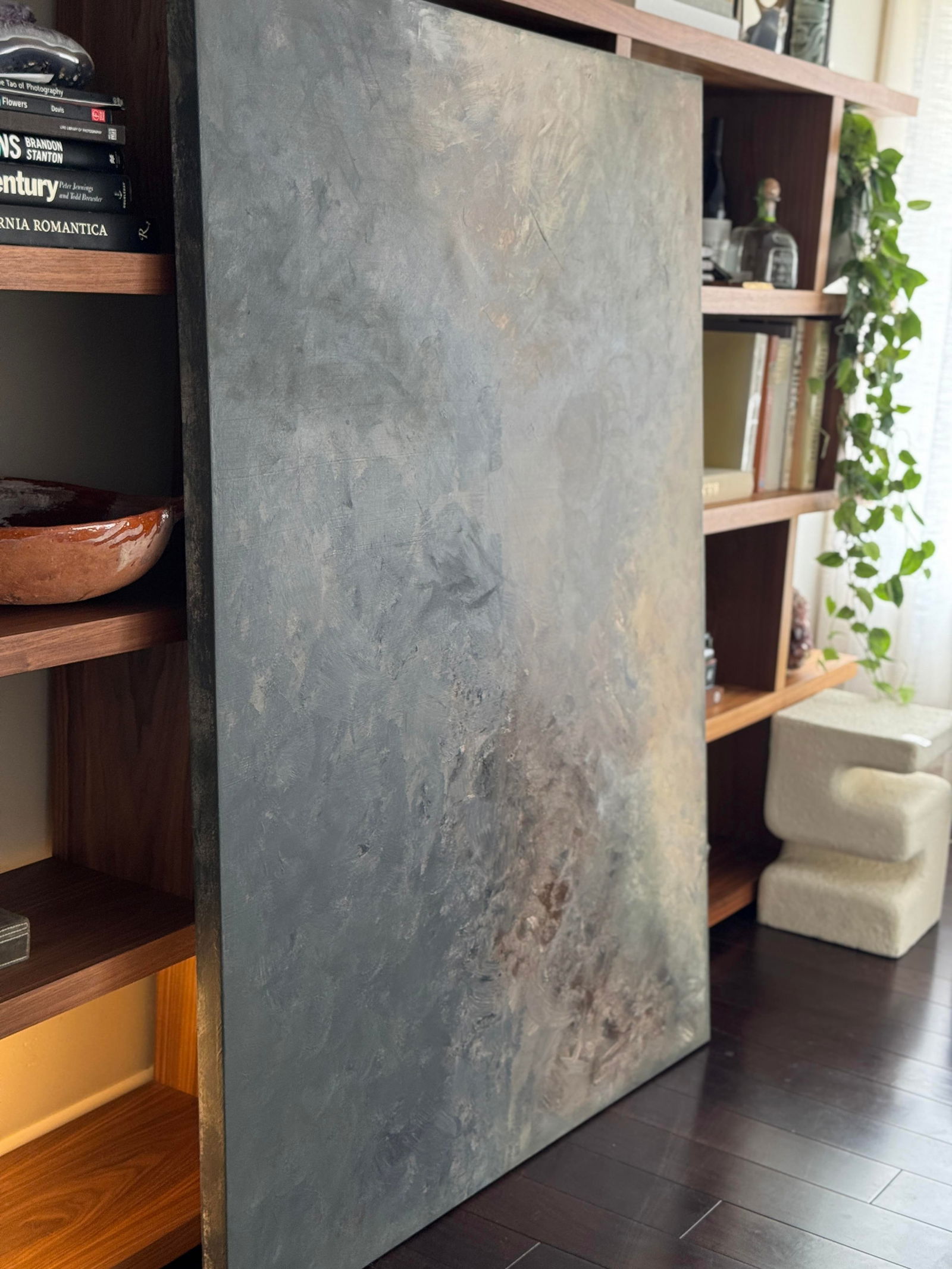 Oversized Large Original Abstract Acrylic Painting on Canvas With Moody Stormy Neutral Palette - 5