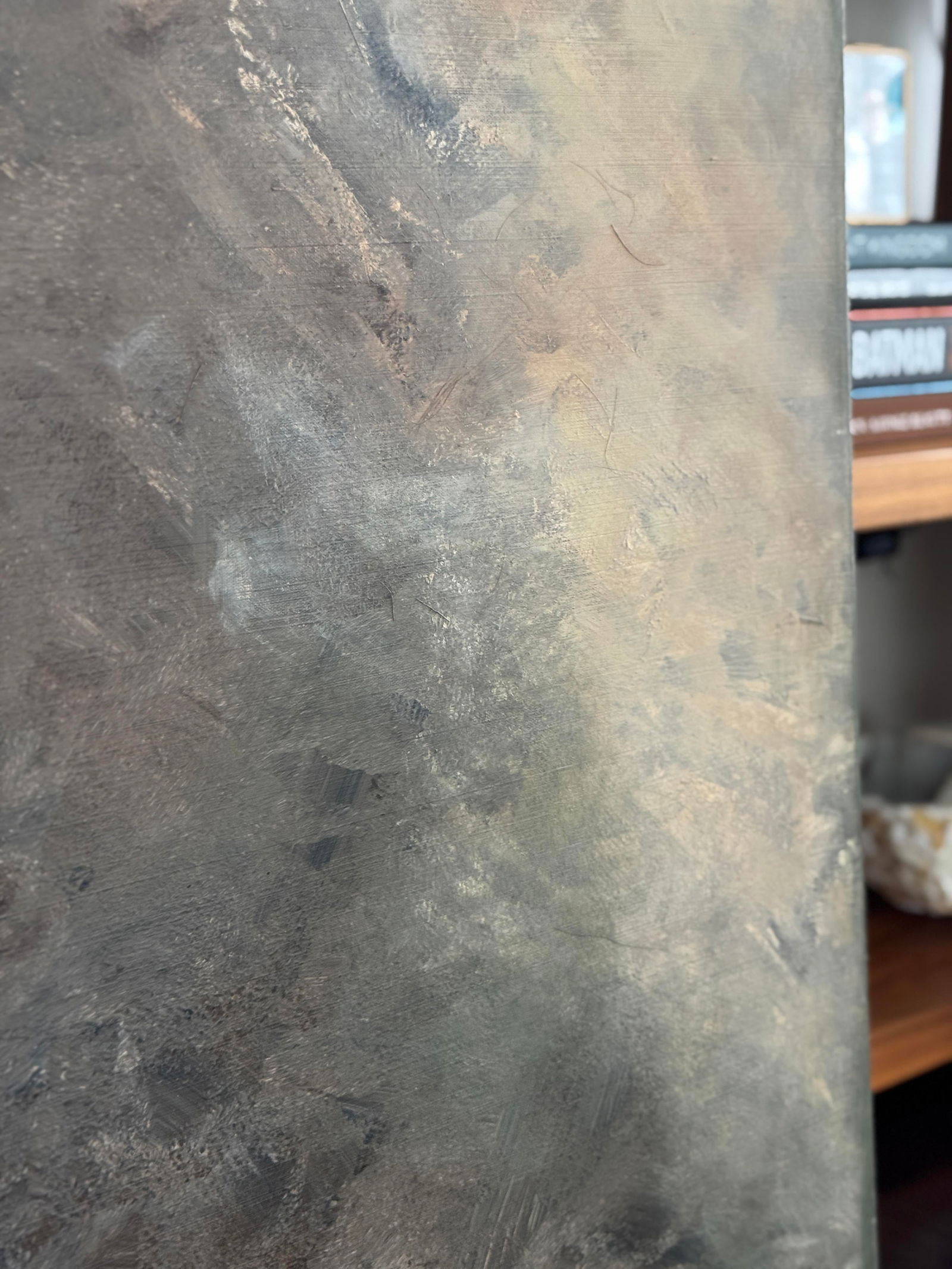 Oversized Large Original Abstract Acrylic Painting on Canvas With Moody Stormy Neutral Palette - 9