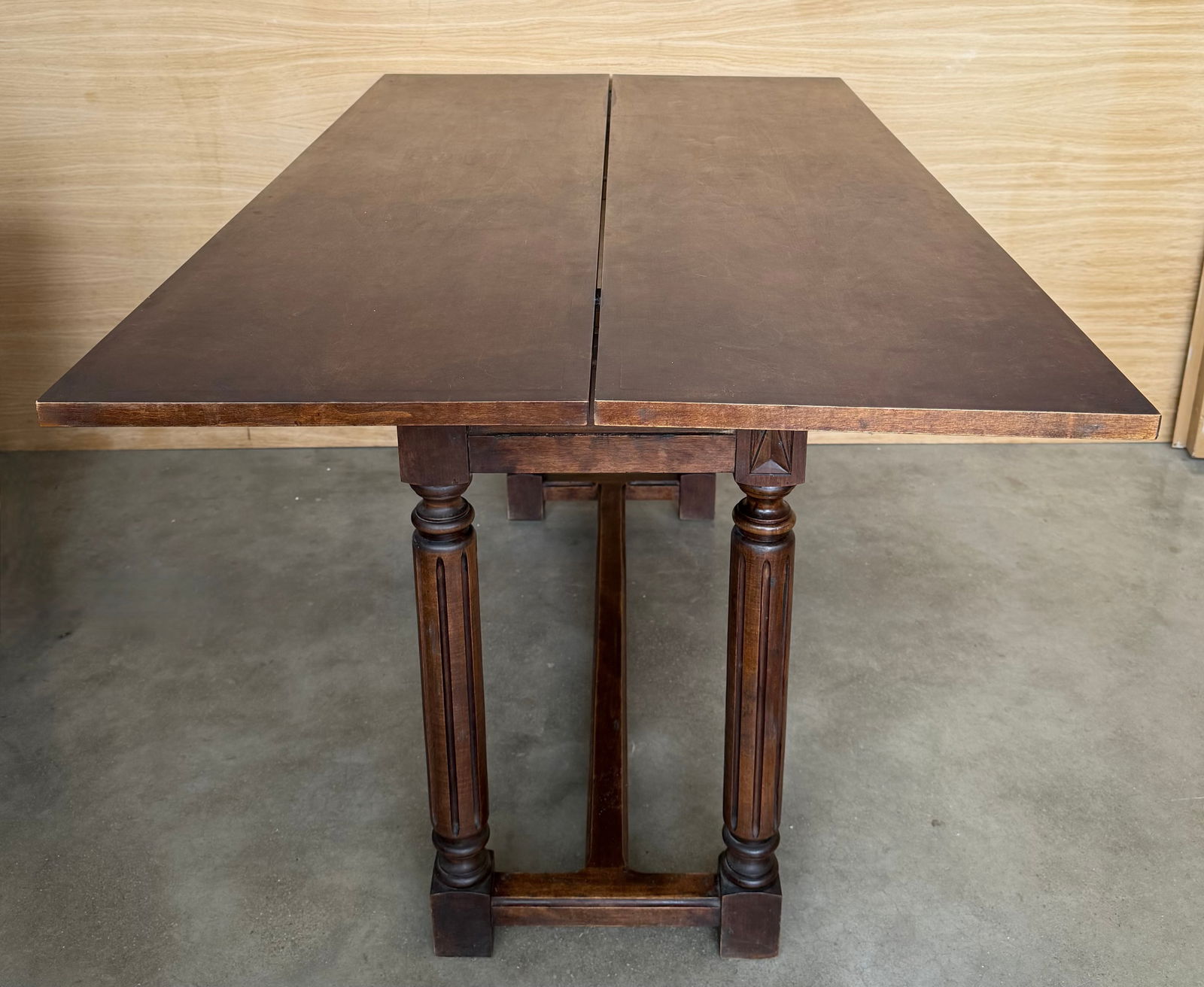 20th Century Spanish Console Fold Out Farm Table With Wood Stretcher - 10