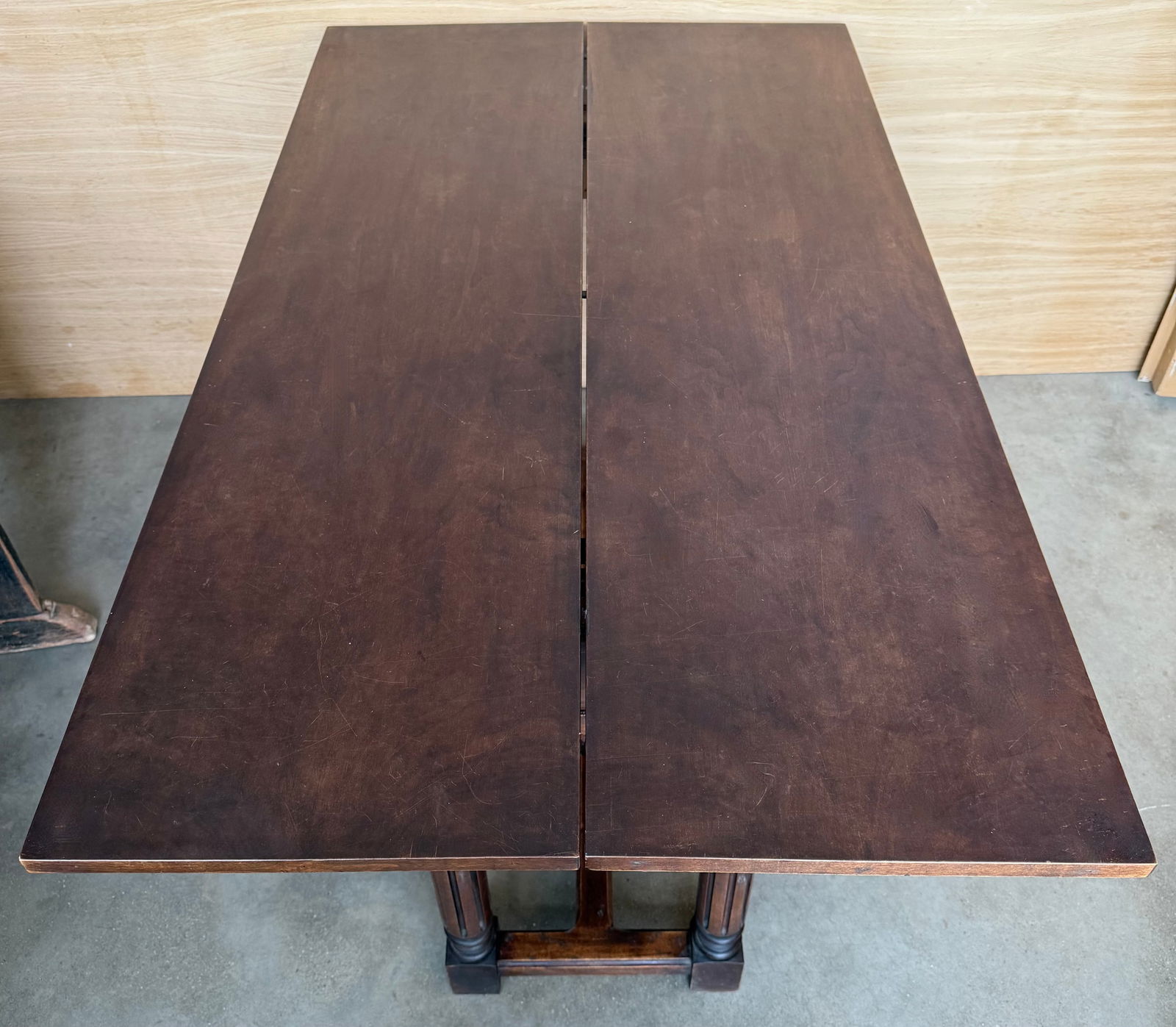 20th Century Spanish Console Fold Out Farm Table With Wood Stretcher - 11